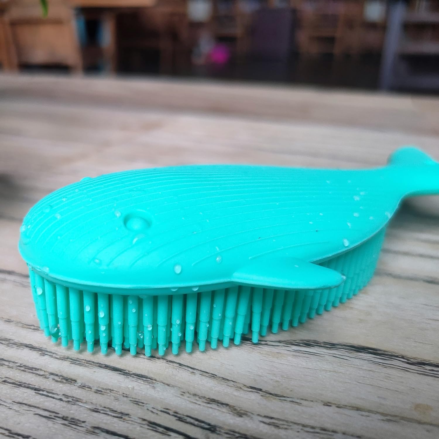 Premium Sensory Brush for Kids or Autism,Soft Silicone Body Scrubber,2 in 1 Sensory Room Occupational Therapy Sensory Brushes,Silicone Loofah,Pets Shower Brush Bath Brush Shampoo Brush(Whale-Teal)