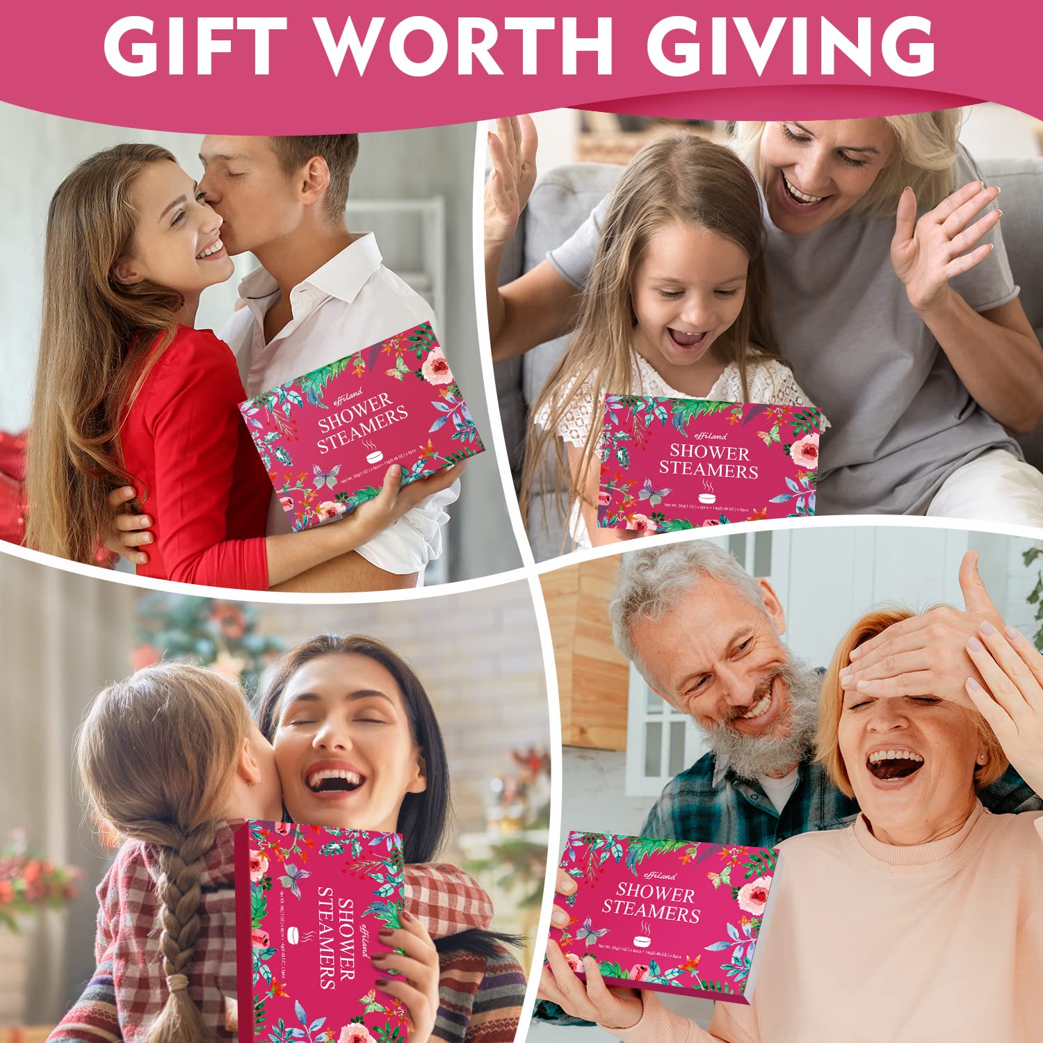 Effiland Aromatherapy Shower Steamers Shower Gifts,Soap Holder Set, 6-Pack Shower Bombs,Gift for Women,Relaxing Self Care