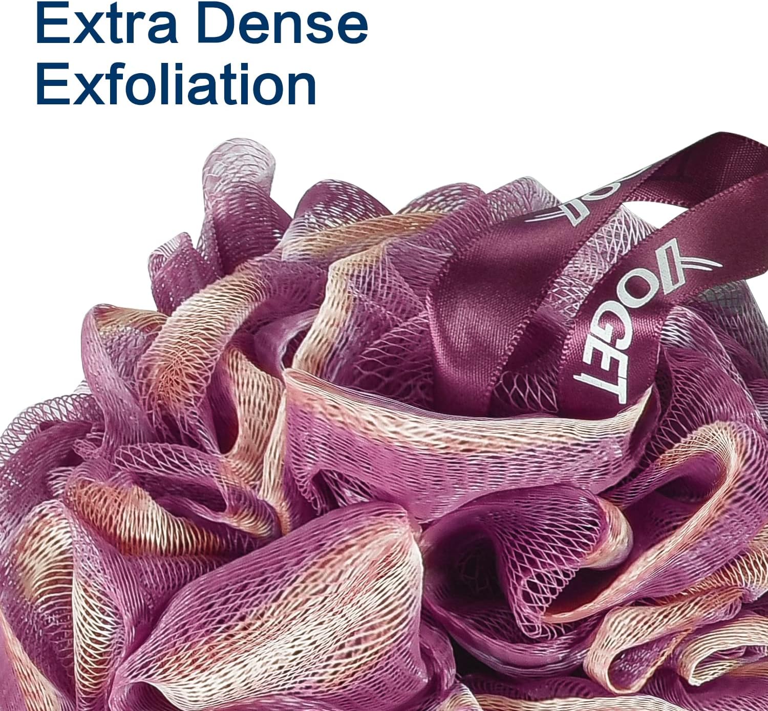 Yoget Charcoal Bath Loofah Sponge, 4 Pack Black 60G Large Shower Mesh Ball Soft Pouf Body Scrubber, Exfoliate, Cleanse, Soothe Skin, Black Loofah with White Trim