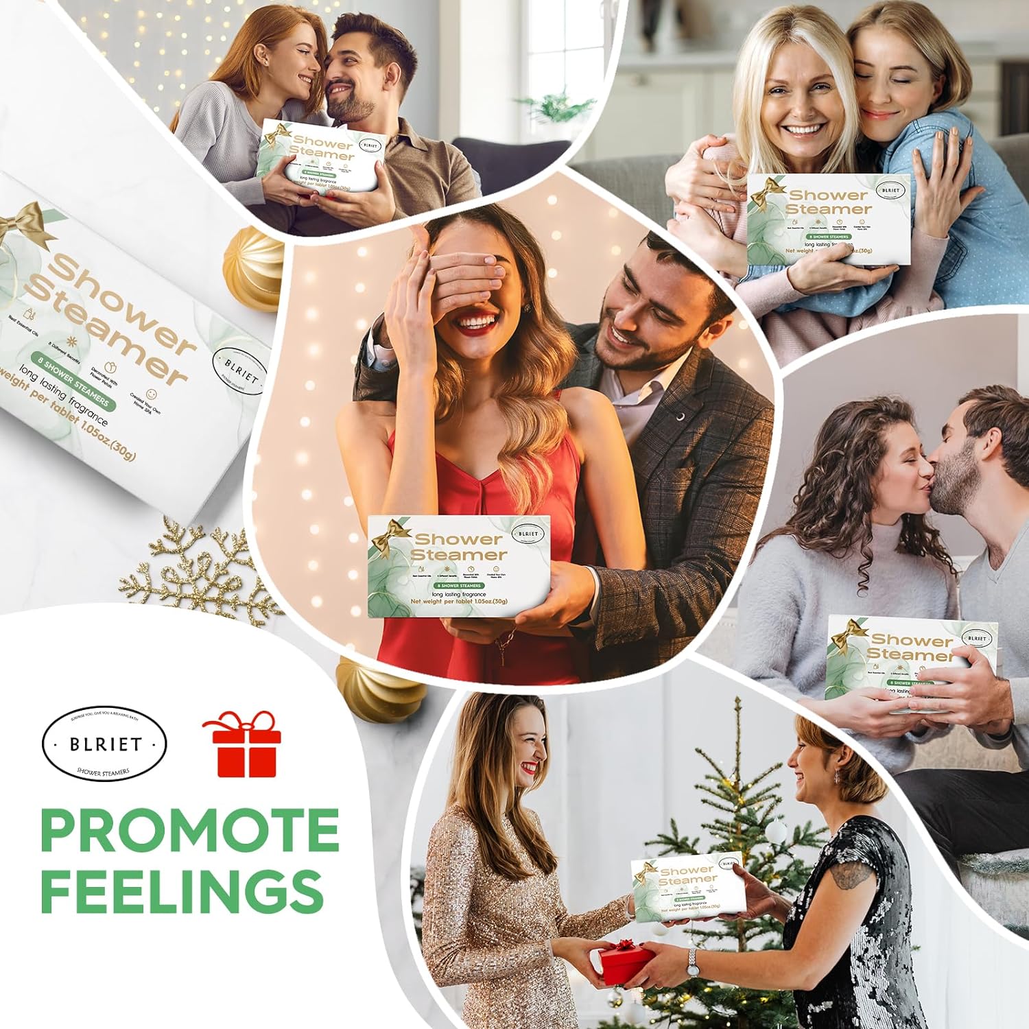 Shower Steamers Aromatherapy Christmas Gifts Stocking Stuffers for Women 8 PCS, BLRIET Shower Bombs Birthday Gift for Mom with Lavender Natural Essential Oils, Self Care & Relaxation Gifts for Lover