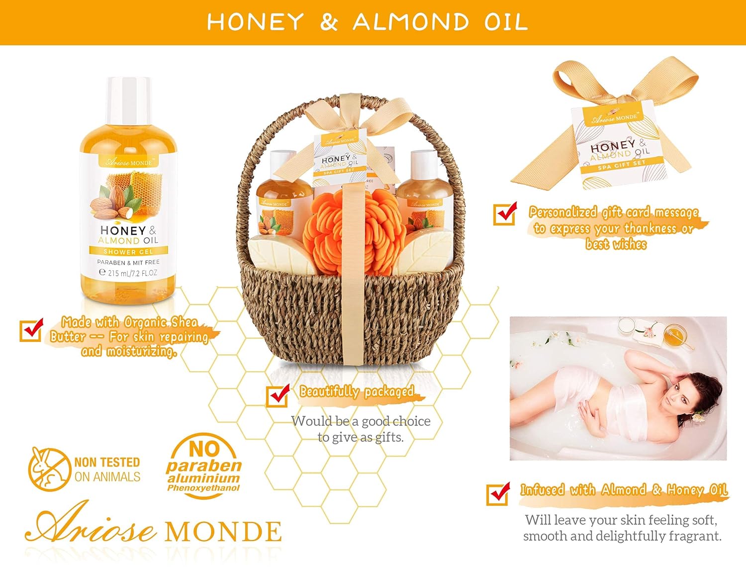 Home Spa Gift Basket, Bath Spa Kit for Women, with Body Lotion, Shower Gel, Bubble Bath, Body Scrub, Bath Salt, Bath Bomb, Bath Gift Set for Mother, Wife Her, with Magnolia and Jasmine Scent