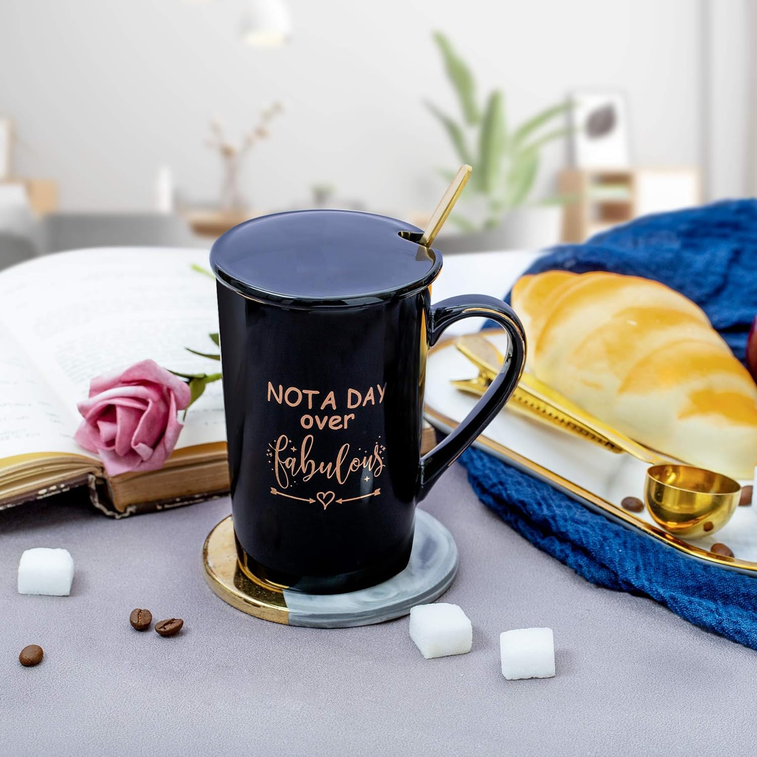 Jumway Not A Day Over Fabulous Mug Gifts Set- Birthday Gifts for Women - Funny Birthday Gift Ideas for Her,Friends, Coworkers, Her, Wife, Mom, Daughter, Sister, Aunt Ceramic Marble Mug 14 Oz