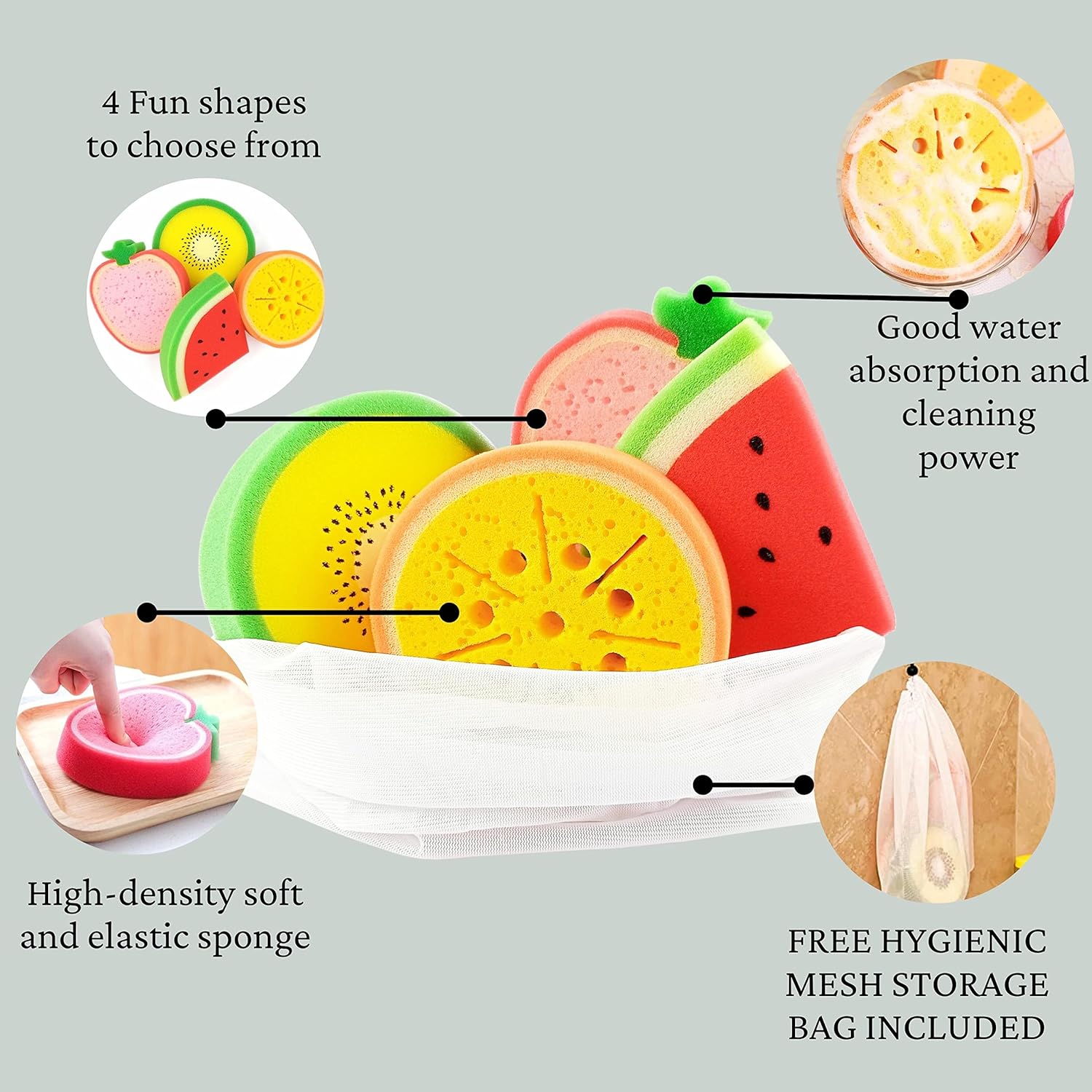 Bath Sponges for Kids - Set of 4 Extra Large Fun Kid Bath Toys Sponges, Bath Scrubbie, Bath Sponge Loofah, Kids Fun Shower Time Sponges for Children Boys and Girls, by purifyou