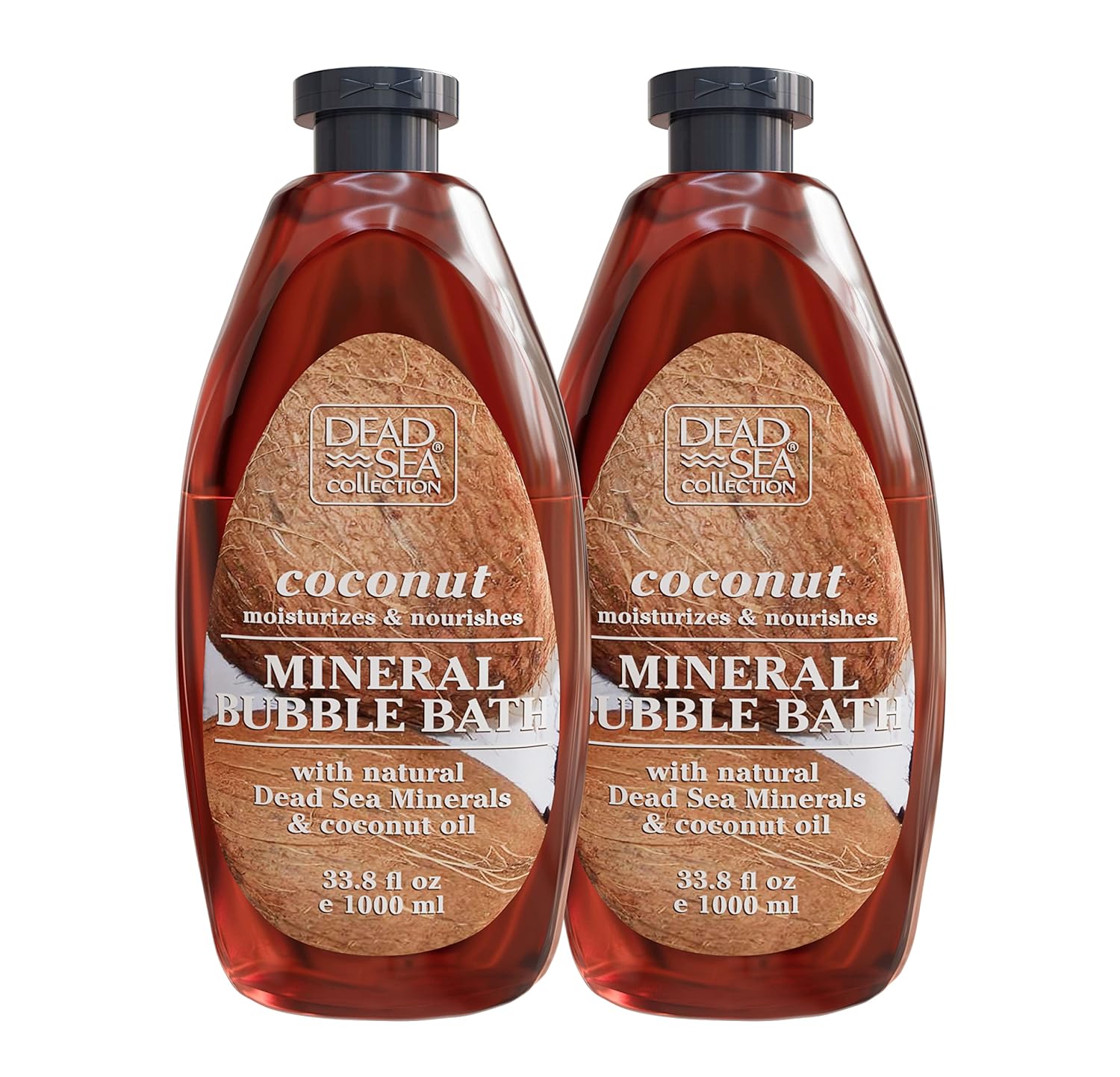 Dead Sea Collection Bubble Bath for Women and Men - with Coconut Oil and Natural Minerals - Nourishing and Moisturizing Skin - Pack of 2 (67.6 fl.oz)