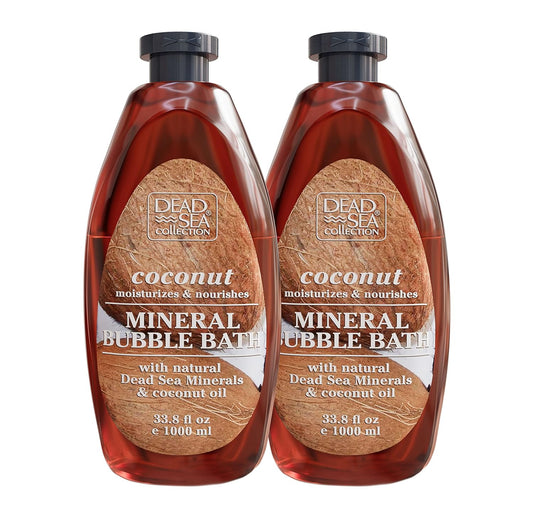 Dead Sea Collection Bubble Bath for Women and Men - with Coconut Oil and Natural Minerals - Nourishing and Moisturizing Skin - Pack of 2 (67.6 fl.oz)