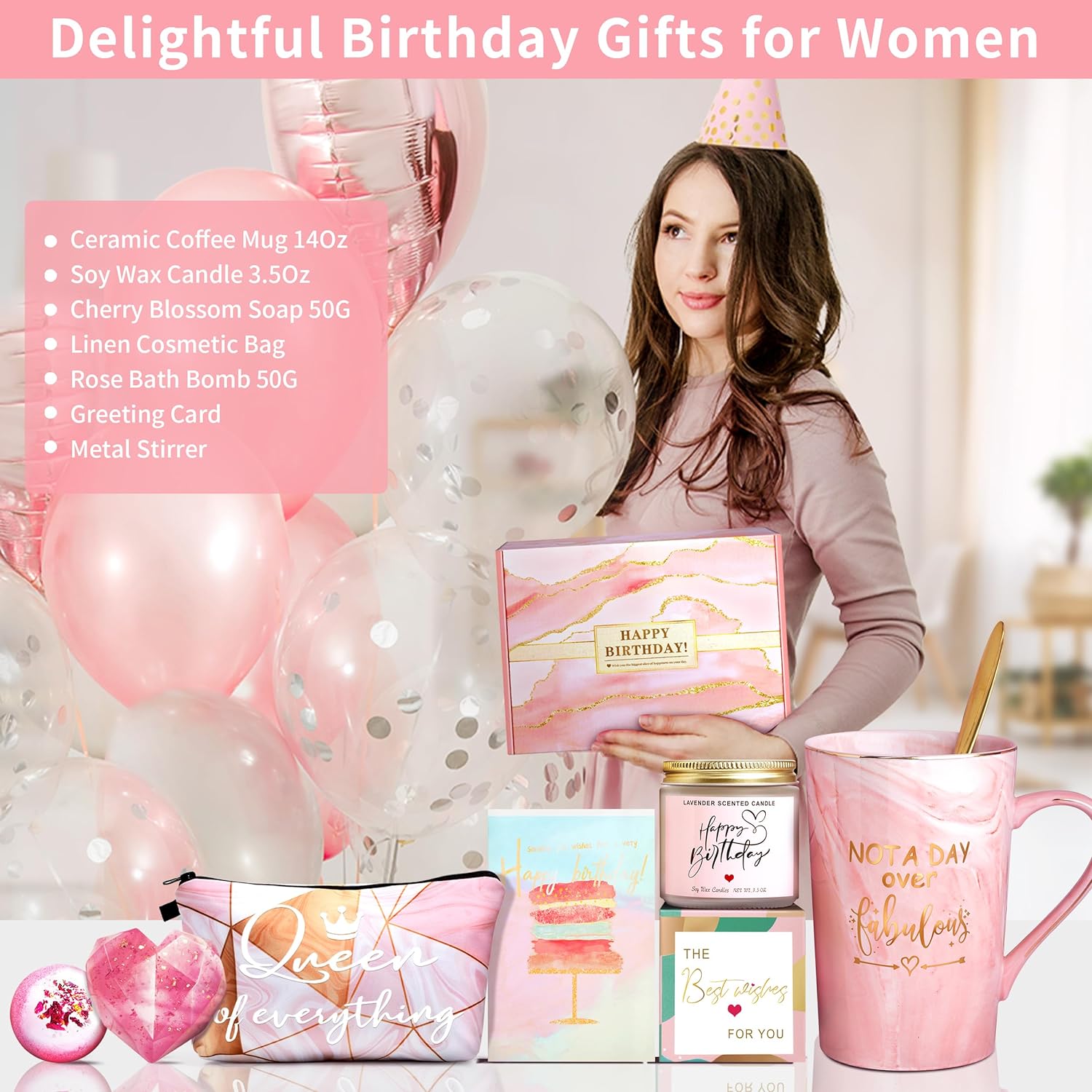 Jumway Not A Day Over Fabulous Mug Gifts Set- Birthday Gifts for Women - Funny Birthday Gift Ideas for Her,Friends, Coworkers, Her, Wife, Mom, Daughter, Sister, Aunt Ceramic Marble Mug 14 Oz