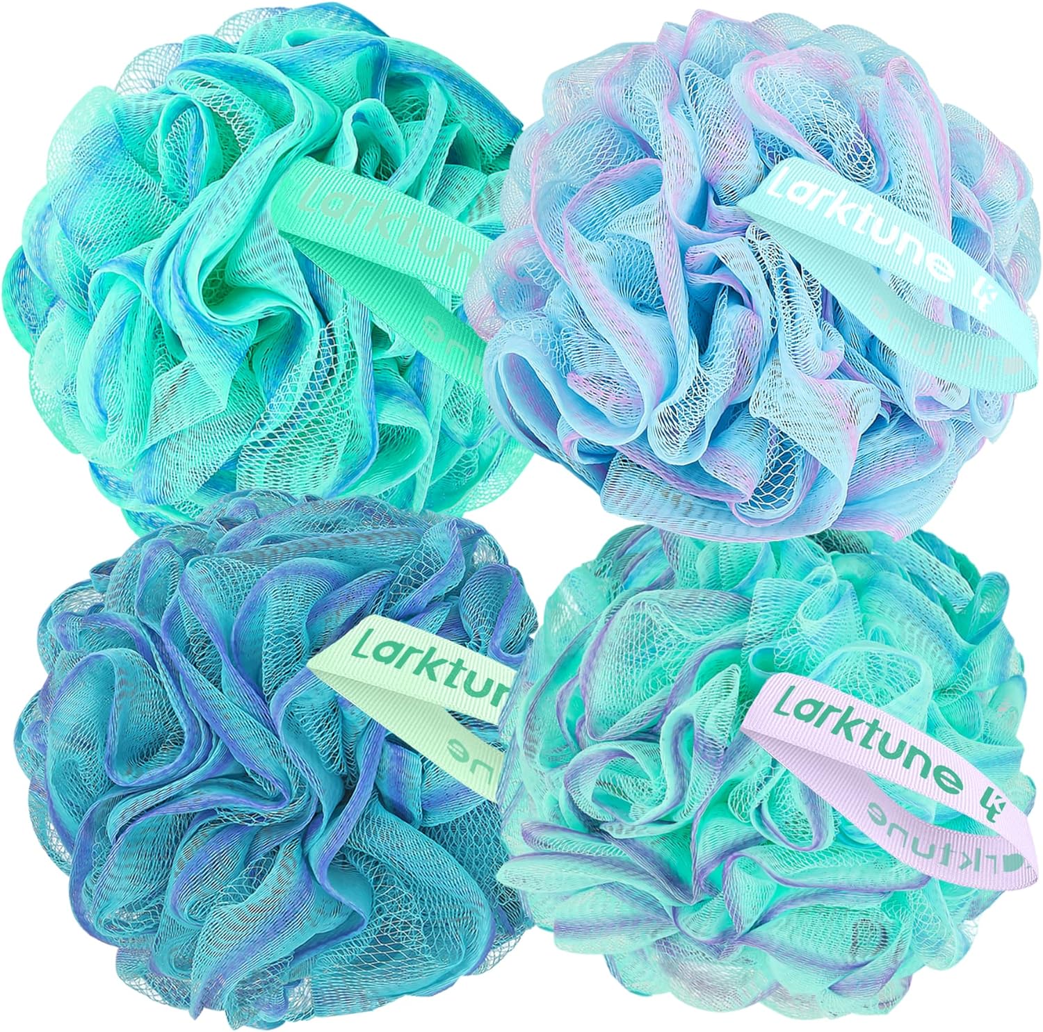 Shower Loofah Bath Sponge 75g - 4 Pack Large Soft Nylon Mesh Puff for Men, Loofah Shower Exfoliating Scrubber Pouf, Full Cleanse, Beauty Bathing Accessories
