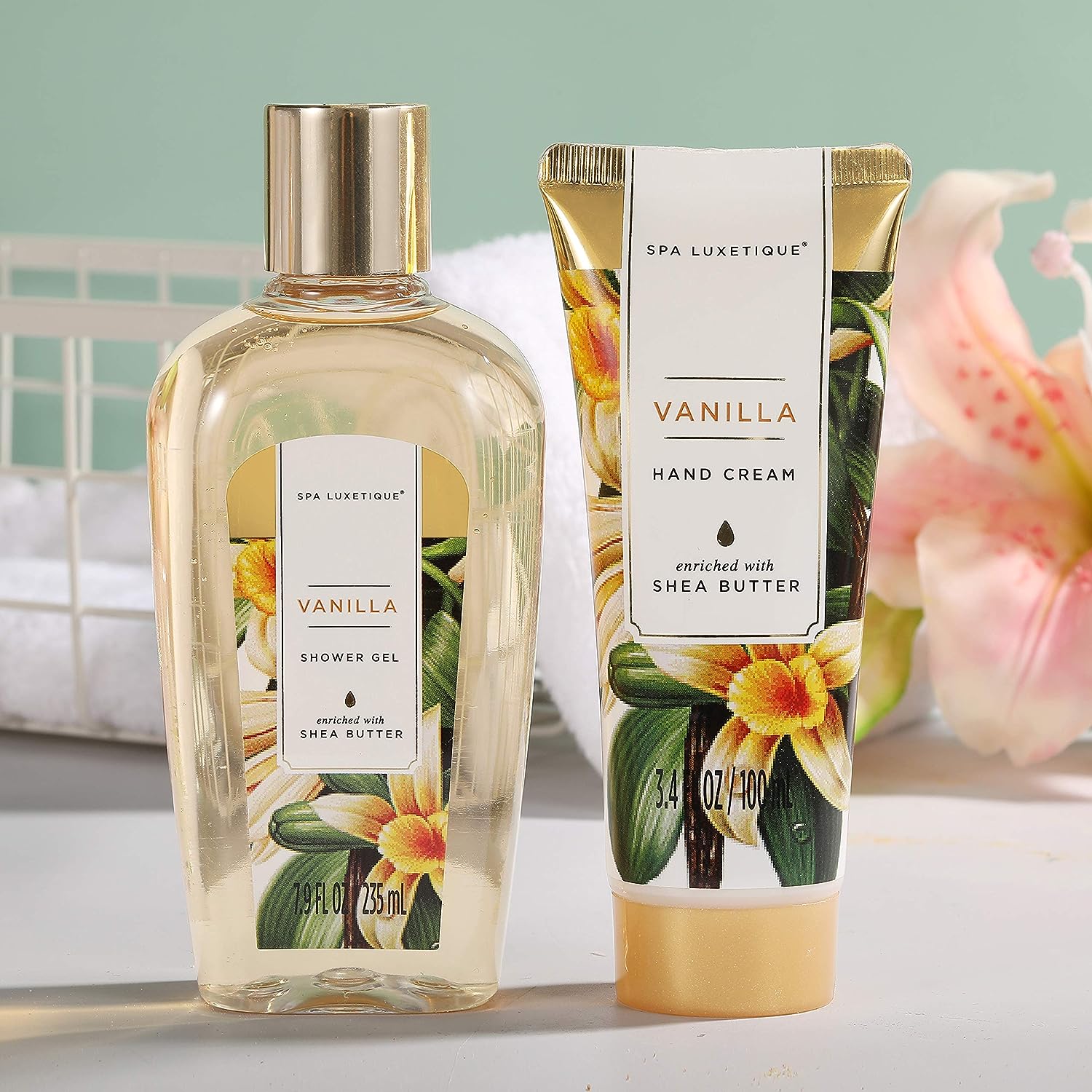 Spa Luxetique Gift Baskets for Women,15 Pcs Vanilla Spa Gifts for Women, Gifts for Women with Bubble Bath, Bath Salt, Bath Bombs Birthday Gifts for Woman With Tote Bag, Valentine's Day Gifts for Women