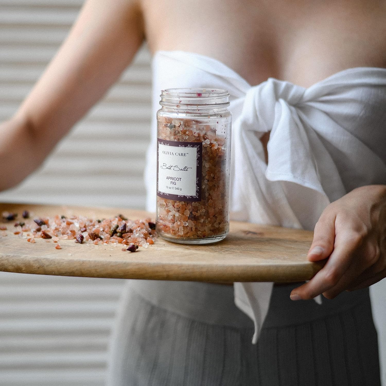 OLIVIA CARE 3 Pack Bath Salt Combo by Apricot Fig, French Rose & Jasmine Gardenia - Relieves & Relax Muscles. Exfoliate, Rejuvenate & Soothes Natural