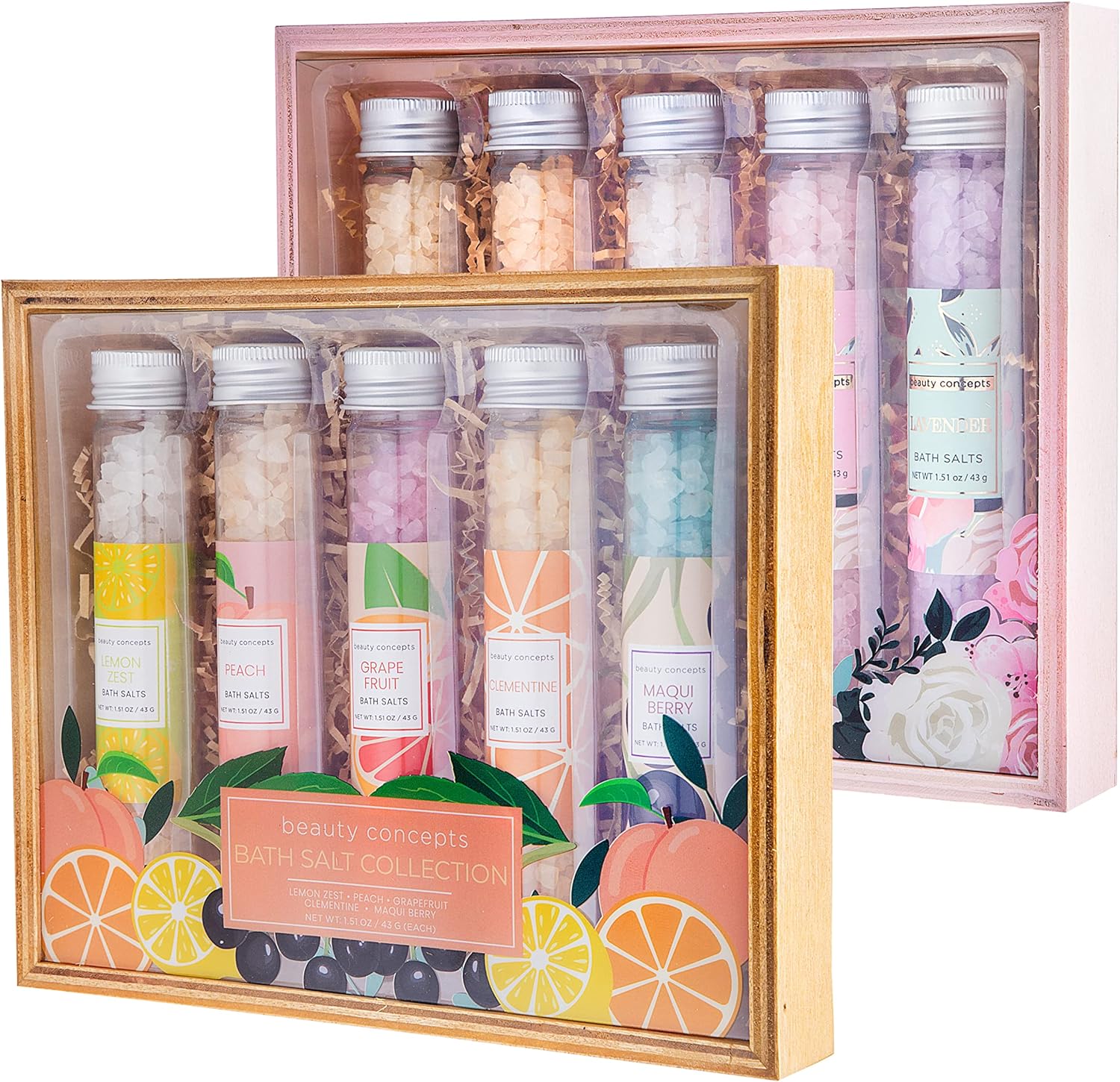 B.C. Beauty Concepts Aromatherapy Bath Salts- 5 Pack Epsom Salts for Soaking, Relaxing Bath Spa Set (Floral)