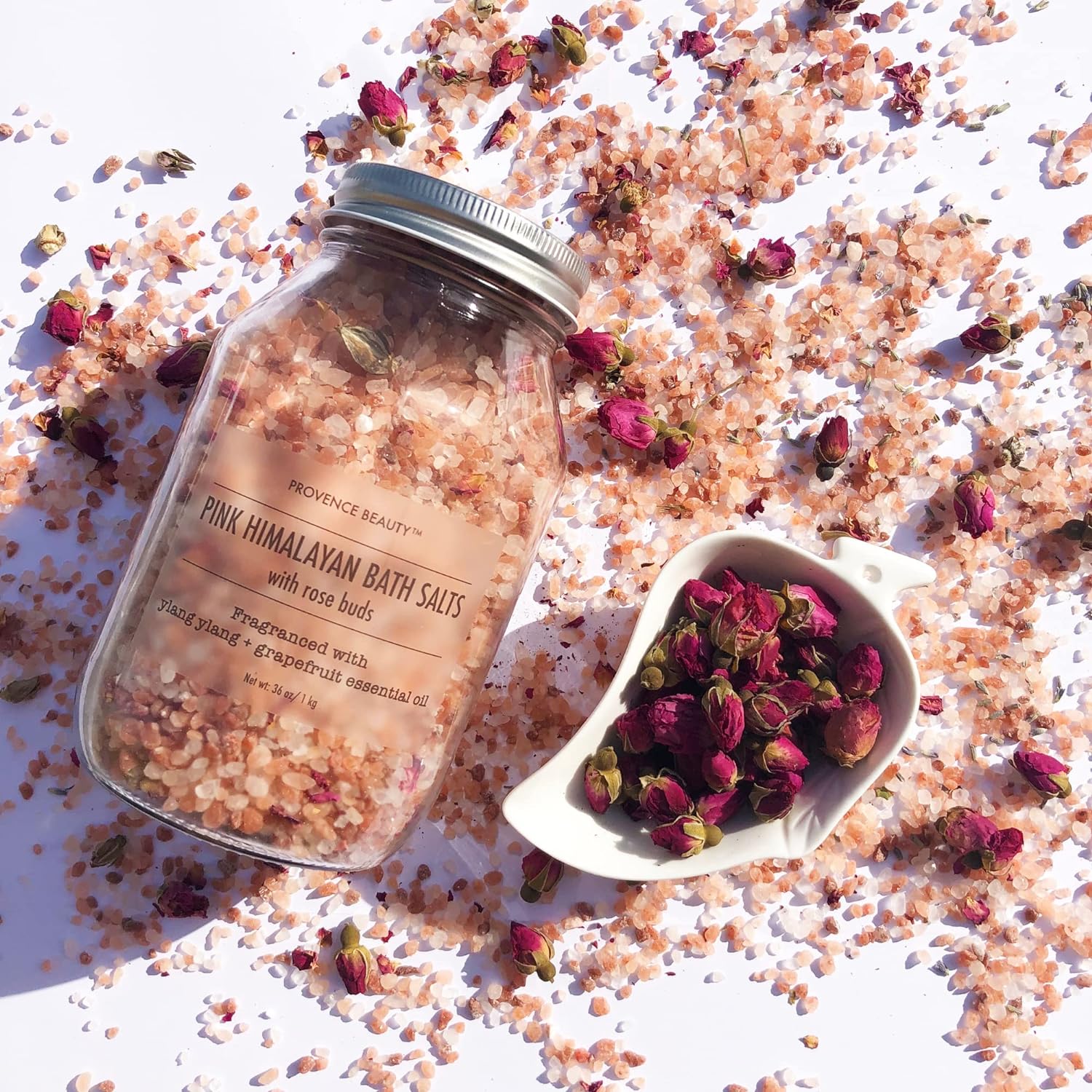 Pink Himalayan Bath Salt with Lavender - 100% Natural Aromatherapy and Relaxation - Lavender Grapefruit Essential Oil Bath Salts for Women Relaxing, Natural & Cleanse, Revitalize & Soothes Skin