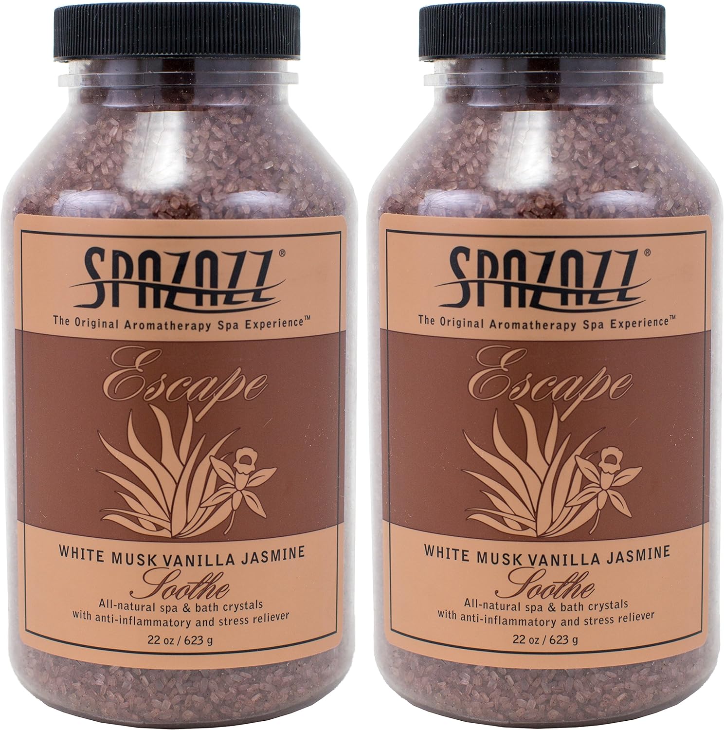 Spazazz SPZ-110 Escape Aromatherapy Crystals Container, 22-Ounce, White Musk Jasmine Vanilla Soothe