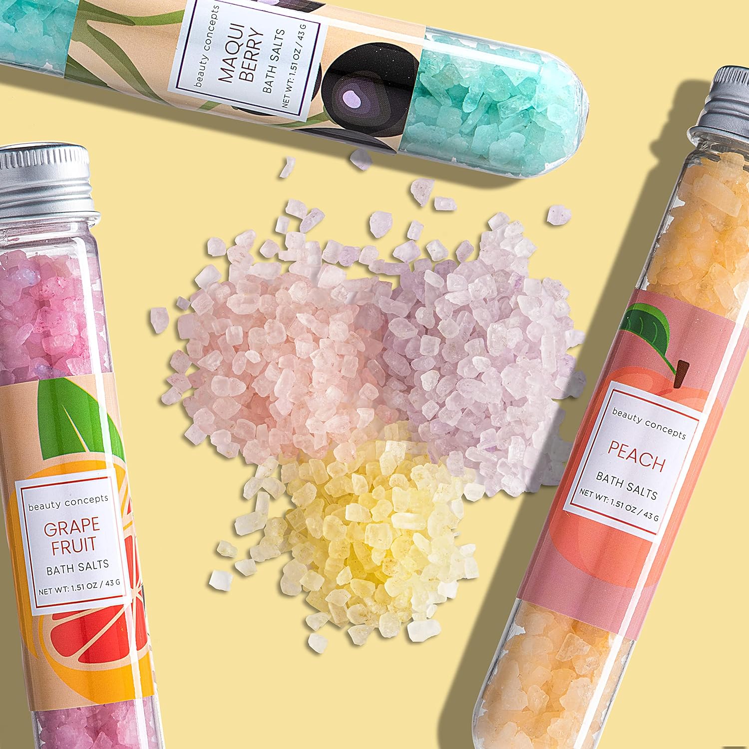 B.C. Beauty Concepts Aromatherapy Bath Salts- 5 Pack Epsom Salts for Soaking, Relaxing Bath Spa Set (Floral)