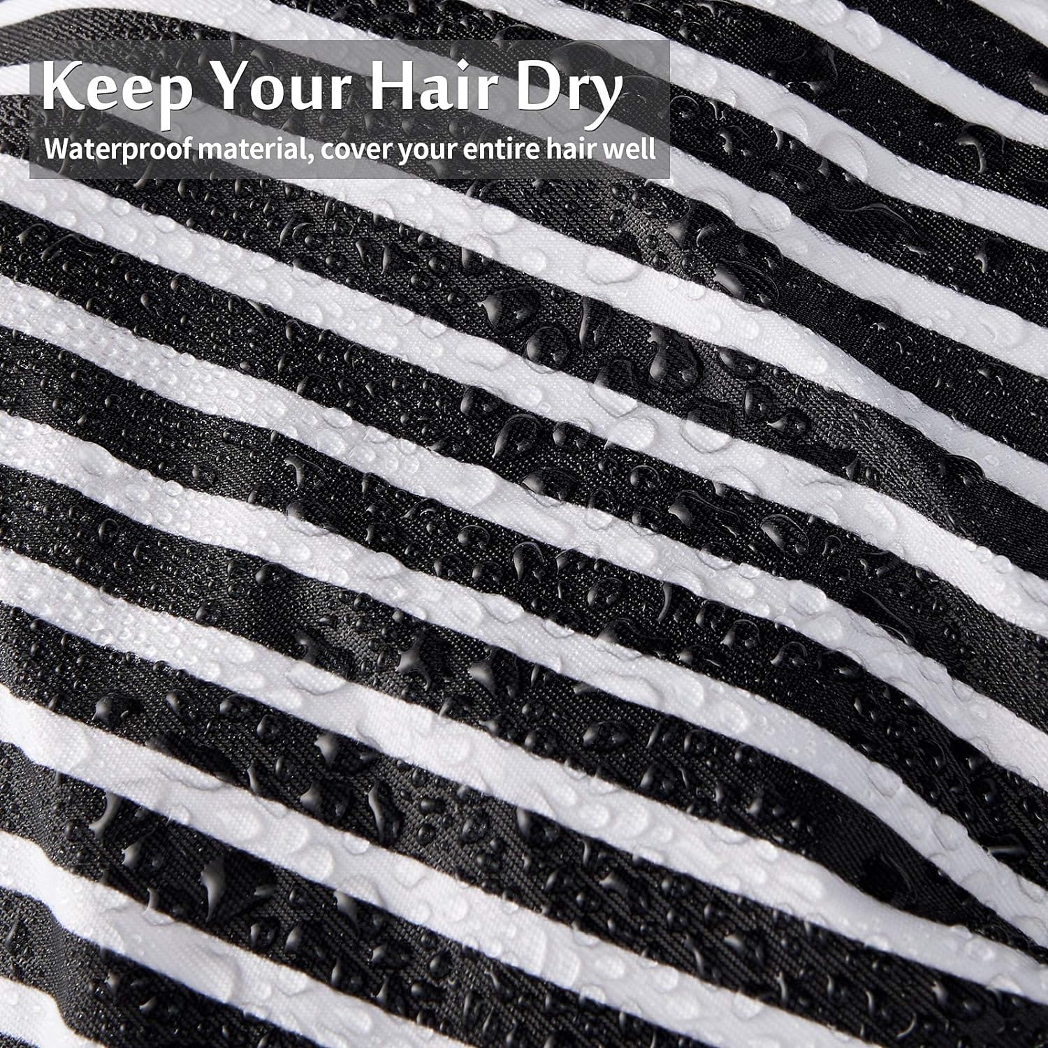 Floraltop 4 Pcs Shower Caps for Women, Waterproof Reusable Shower Hair Caps Bowknot Satin Bath Hair Caps Elastic Hem Turban Shower Bath Caps for Long Short Curly Hair Women Girls (Stripe)