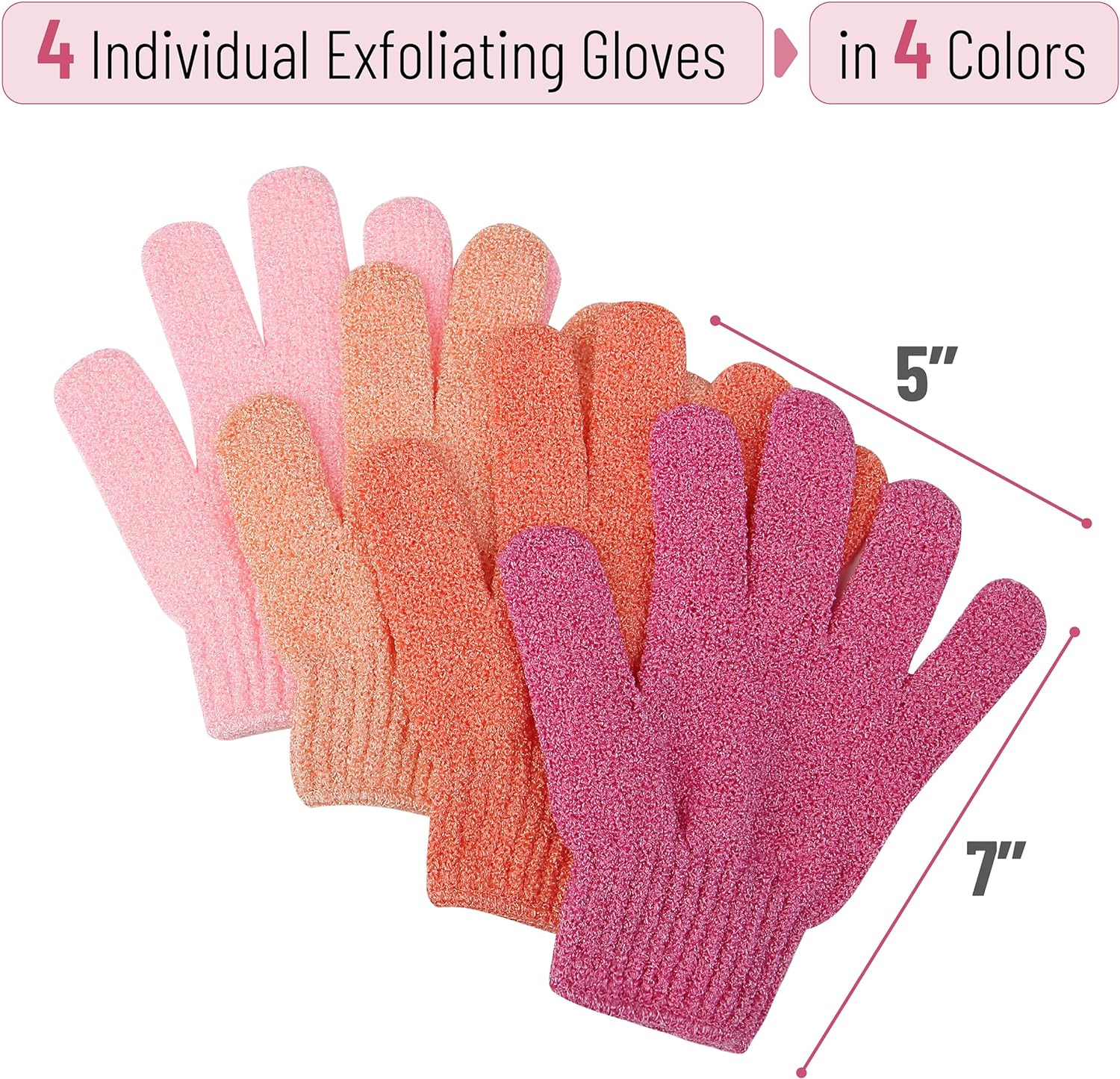 Slick- Exfoliating Gloves, 4 Pcs, Skin Exfoliator for Body, Shower Gloves, Scrub Gloves Exfoliating, Exfoliating Body Scrub Gloves, Loofah Glove, Exfoliation Mitt, Bath Gloves