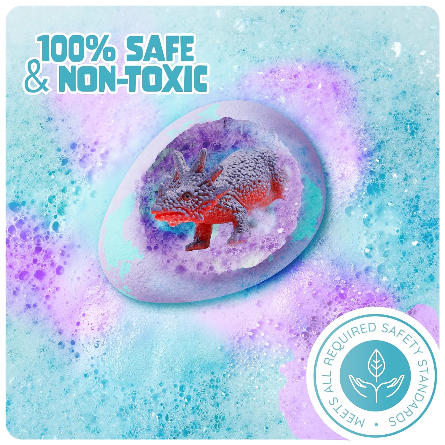 Dino Egg Bath Bombs with Surprise Inside for Kids - Dinosaur in Each Fizzy - 6 Pack - Includes Learning Cards - Kids Bath Bombs with Toys Inside - Kid Fizzies - Great Science Gifts for Girls & Boys