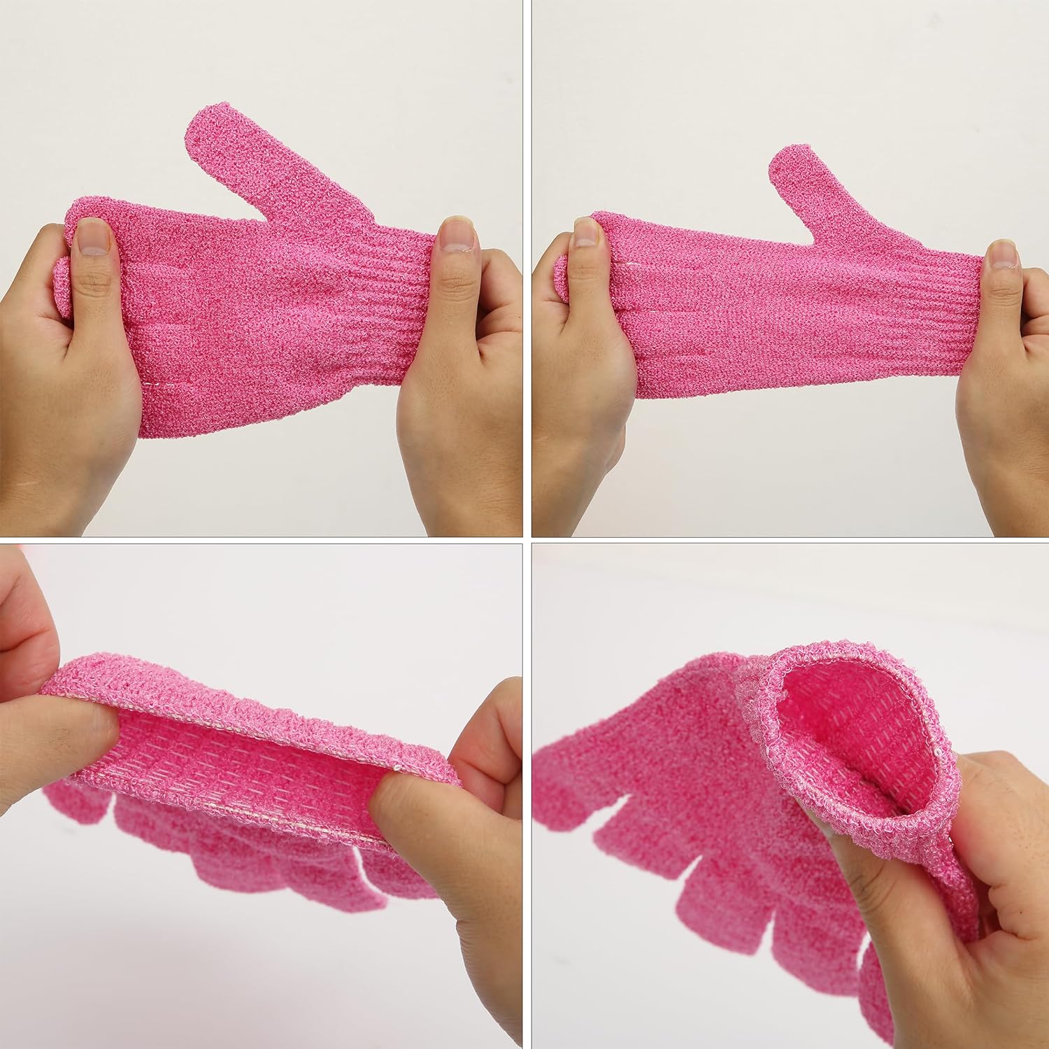 Slick- Exfoliating Gloves, 4 Pcs, Skin Exfoliator for Body, Shower Gloves, Scrub Gloves Exfoliating, Exfoliating Body Scrub Gloves, Loofah Glove, Exfoliation Mitt, Bath Gloves
