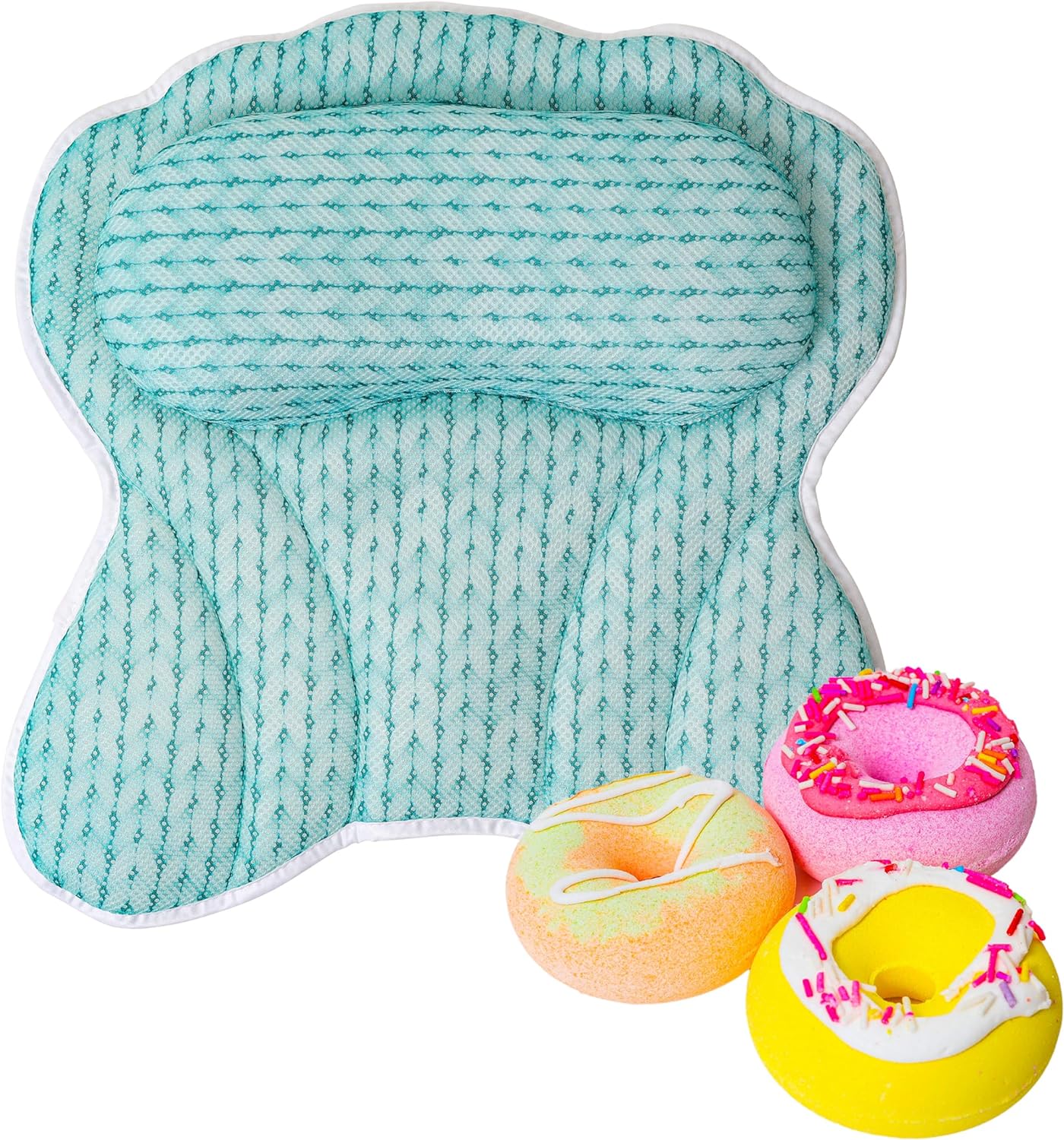 Lady McBath Bath Pillow - Luxury Bath Pillows for Tub Neck and Back Support - Powerful Suction Cups, Machine Washable Bathtub Accessory for Relaxation (Turquoise)