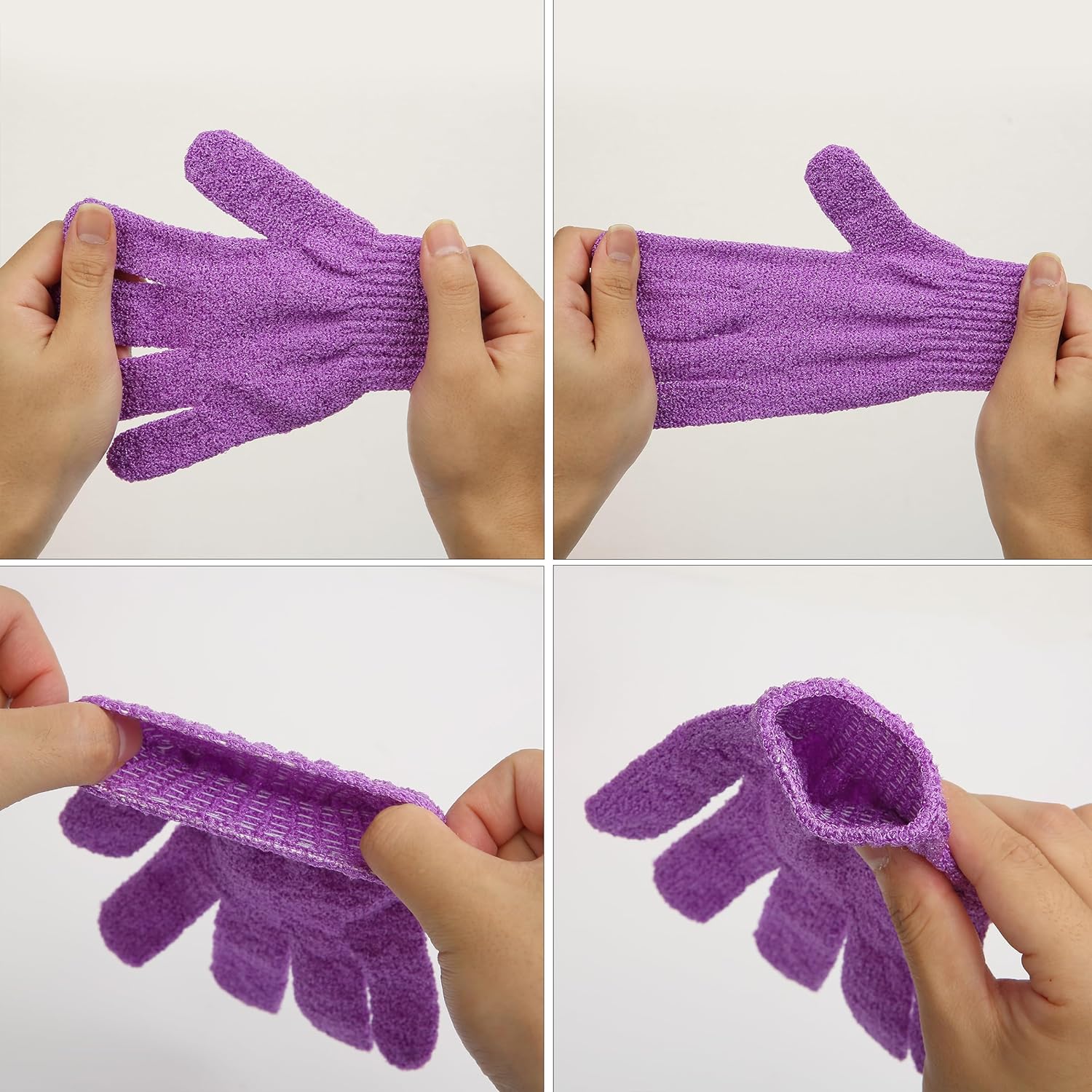 Slick- Exfoliating Gloves, 4 Pcs, Skin Exfoliator for Body, Shower Gloves, Scrub Gloves Exfoliating, Exfoliating Body Scrub Gloves, Loofah Glove, Exfoliation Mitt, Bath Gloves