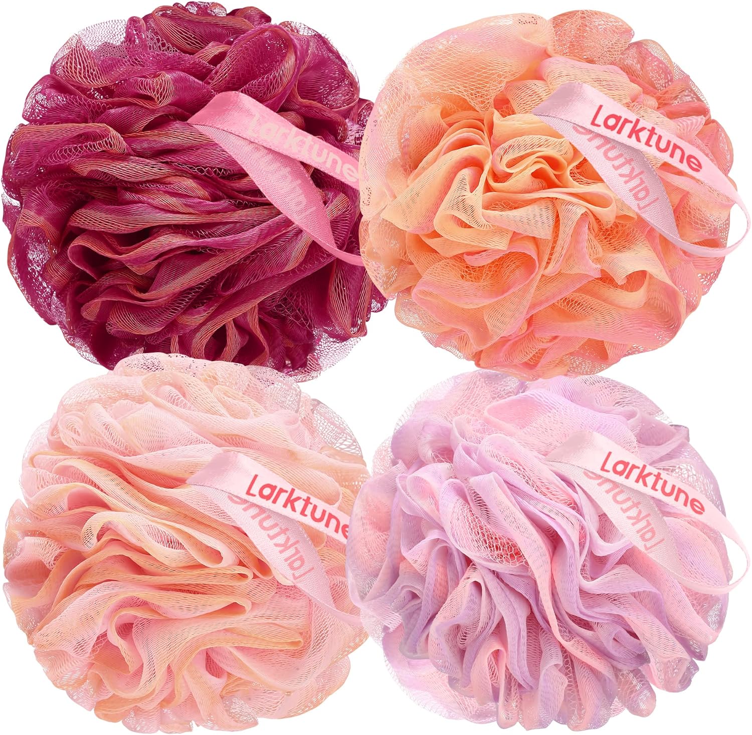 Shower Loofah Bath Sponge 75g - 4 Pack Large Soft Nylon Mesh Puff for Men, Loofah Shower Exfoliating Scrubber Pouf, Full Cleanse, Beauty Bathing Accessories