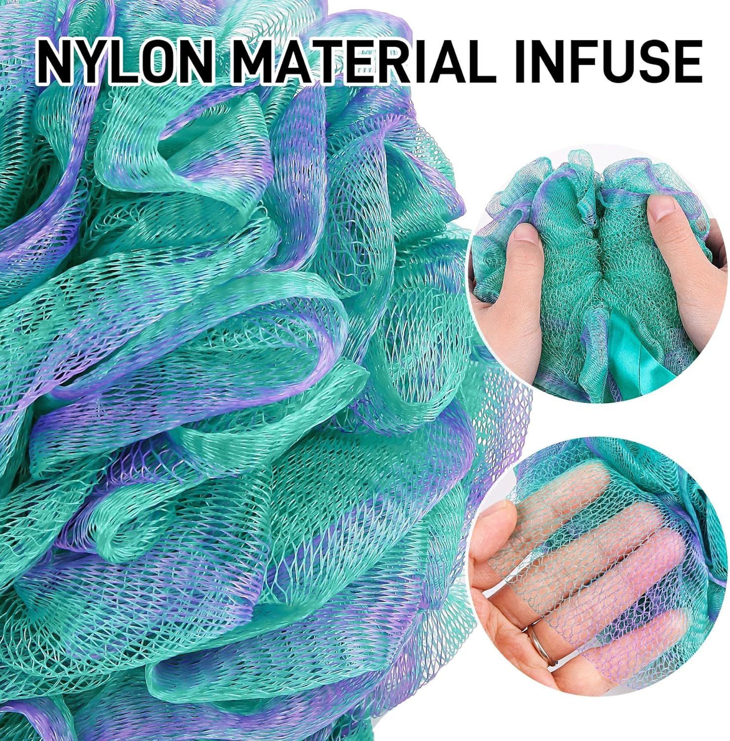 Shower Loofah Bath Sponge 75g - 4 Pack Large Soft Nylon Mesh Puff for Men, Loofah Shower Exfoliating Scrubber Pouf, Full Cleanse, Beauty Bathing Accessories