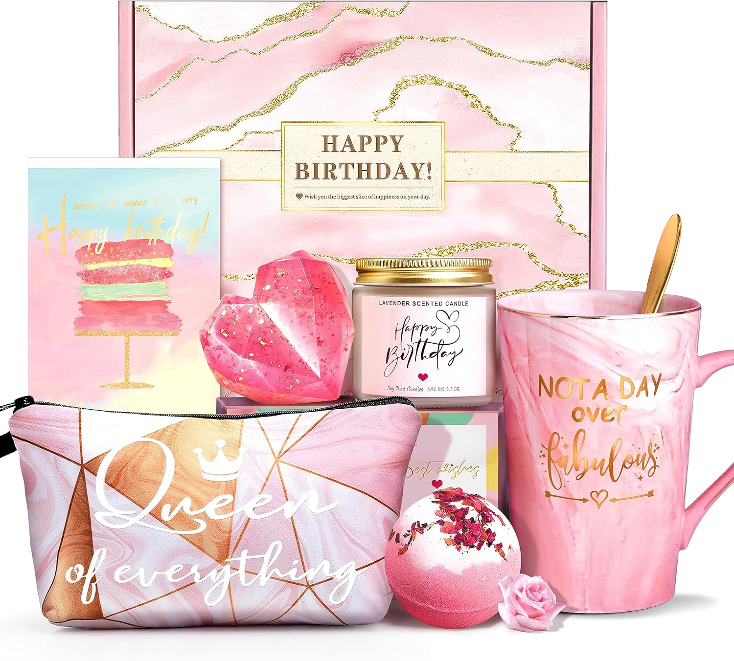 Jumway Not A Day Over Fabulous Mug Gifts Set- Birthday Gifts for Women - Funny Birthday Gift Ideas for Her,Friends, Coworkers, Her, Wife, Mom, Daughter, Sister, Aunt Ceramic Marble Mug 14 Oz