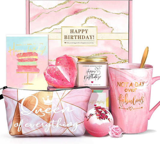 Jumway Not A Day Over Fabulous Mug Gifts Set- Birthday Gifts for Women - Funny Birthday Gift Ideas for Her,Friends, Coworkers, Her, Wife, Mom, Daughter, Sister, Aunt Ceramic Marble Mug 14 Oz