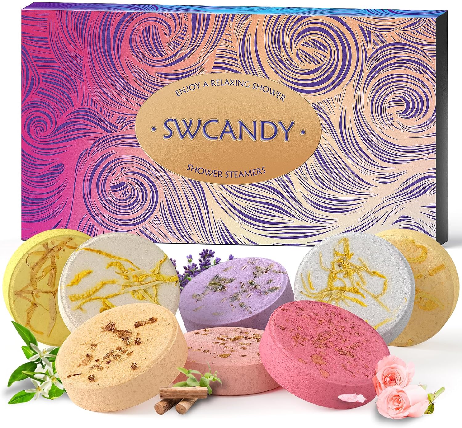 SWCANDY Shower Steamers Aromatherapy, 18 PCS Eucalyptus for Shower Christmas Stocking Stuffers for Women, Self Care & Spa Gifts with Lavender Natural Essential Oils