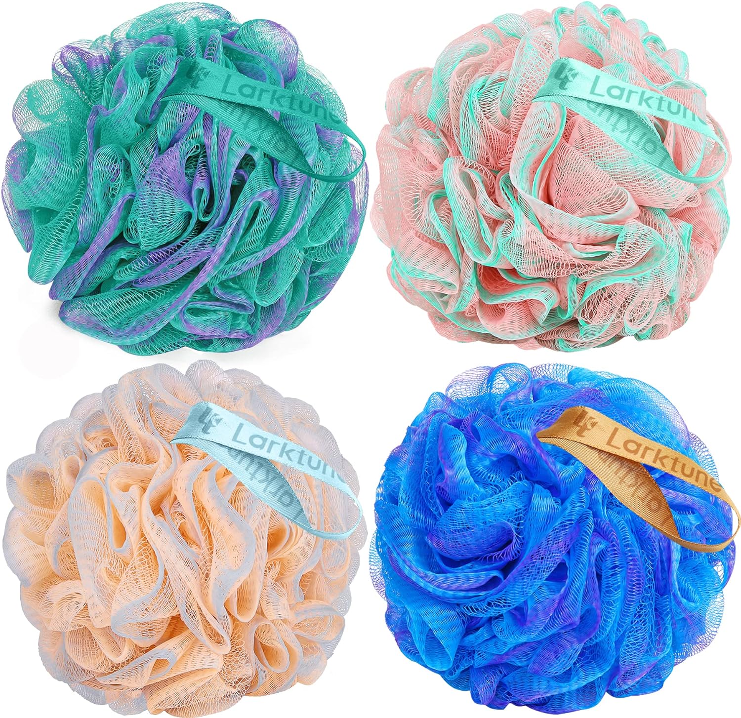Shower Loofah Bath Sponge 75g - 4 Pack Large Soft Nylon Mesh Puff for Men, Loofah Shower Exfoliating Scrubber Pouf, Full Cleanse, Beauty Bathing Accessories