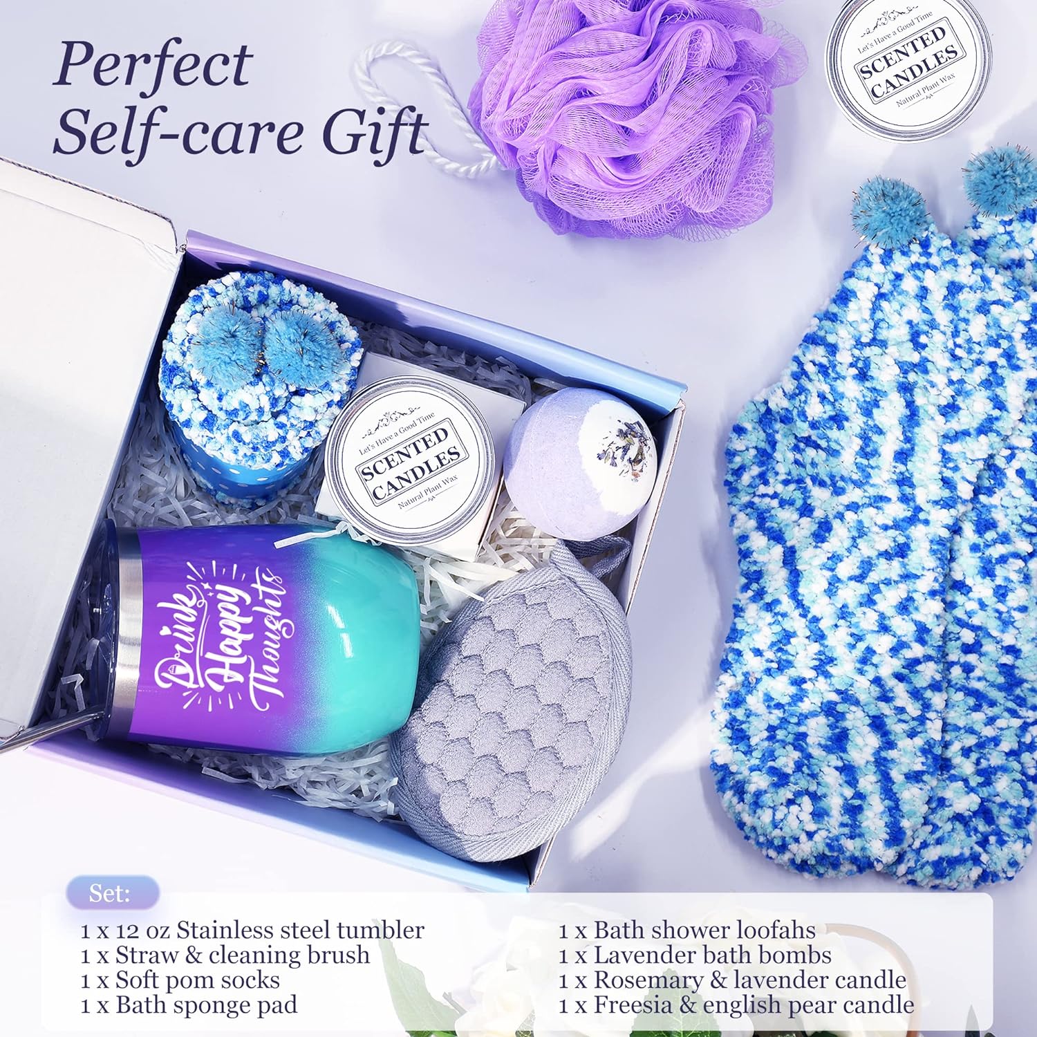 Loncaster Birthday Gifts for Women Friendship, Unique Self Care Gifts for Women Who Have Everything, Spa Relaxing Gifts Basket for Women Mom Sister Teen Girls, Personalized Christmas Gifts for Women