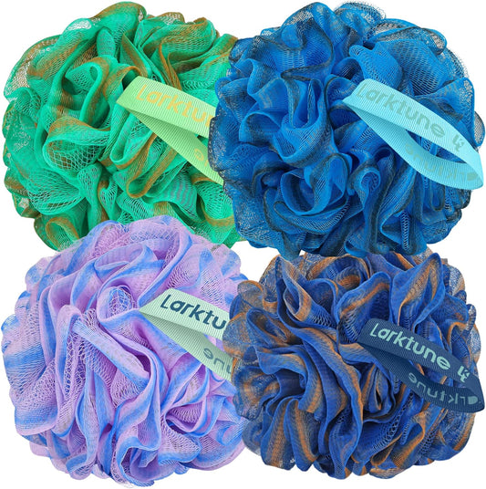 Shower Loofah Bath Sponge 75g - 4 Pack Large Soft Nylon Mesh Puff for Men, Loofah Shower Exfoliating Scrubber Pouf, Full Cleanse, Beauty Bathing Accessories