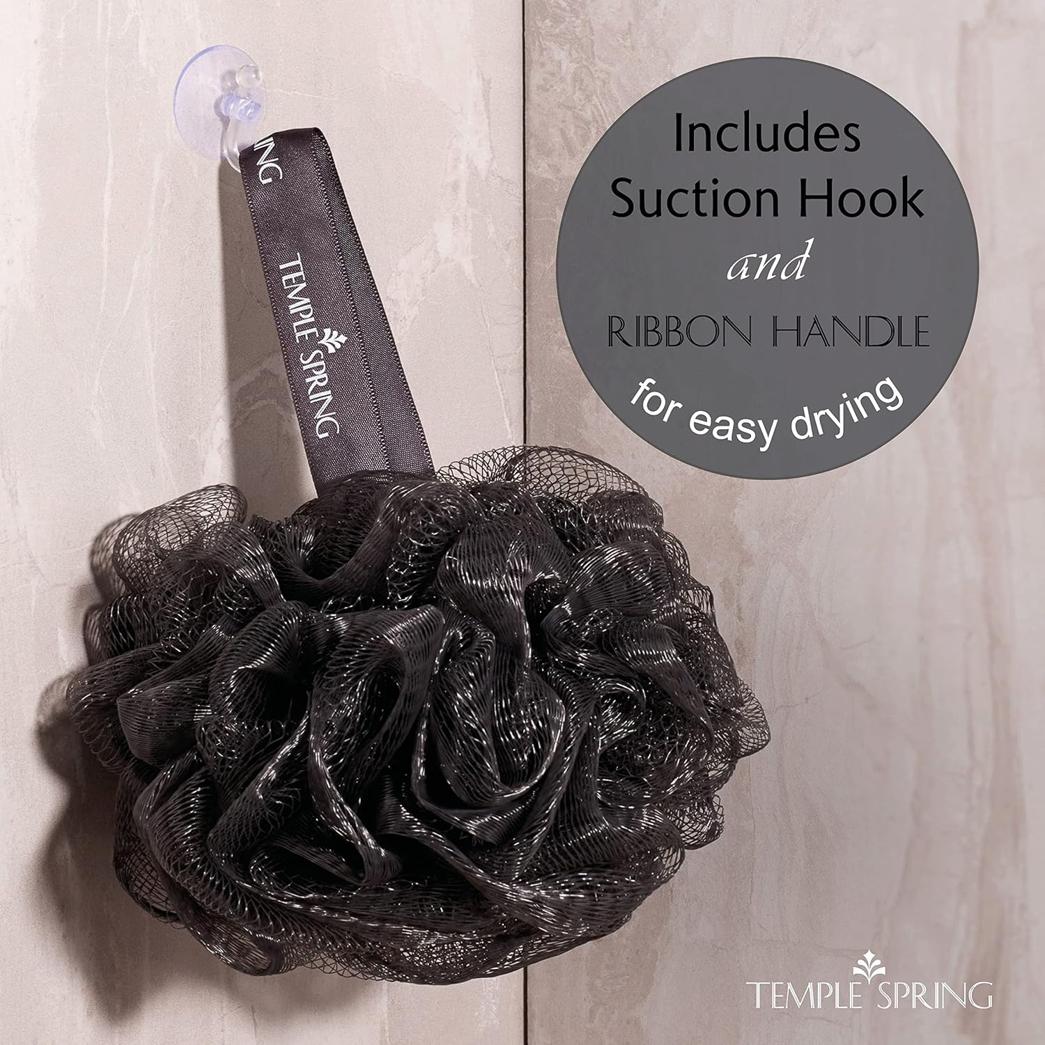 Shower Loofahs - 3 pack Natural Recycled Shower Poufs and Skin Scrubber Set for Men and Women - Exfoliating Body Bath Scrunchies Sponges for Bathroom & Shower