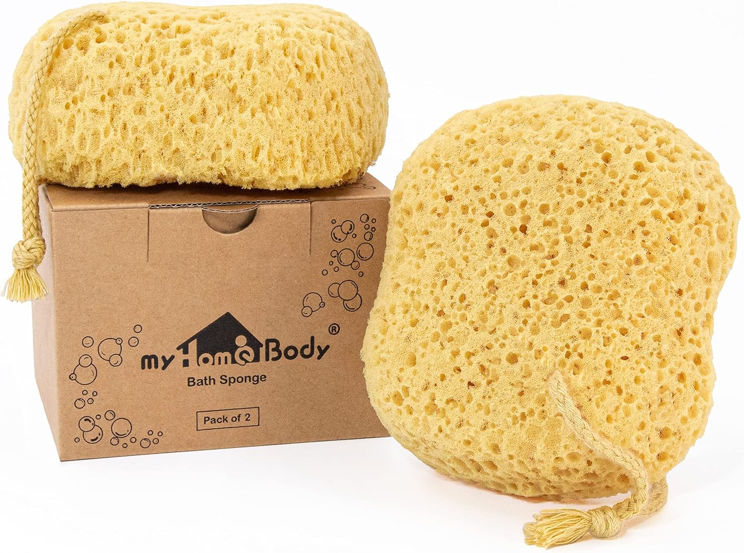 myHomeBody Premium Bath Sponge, Foam Loofah Sponge, Body Sponge for Shower - Large Size, Lots of Lather, Curvy, 3 Pack