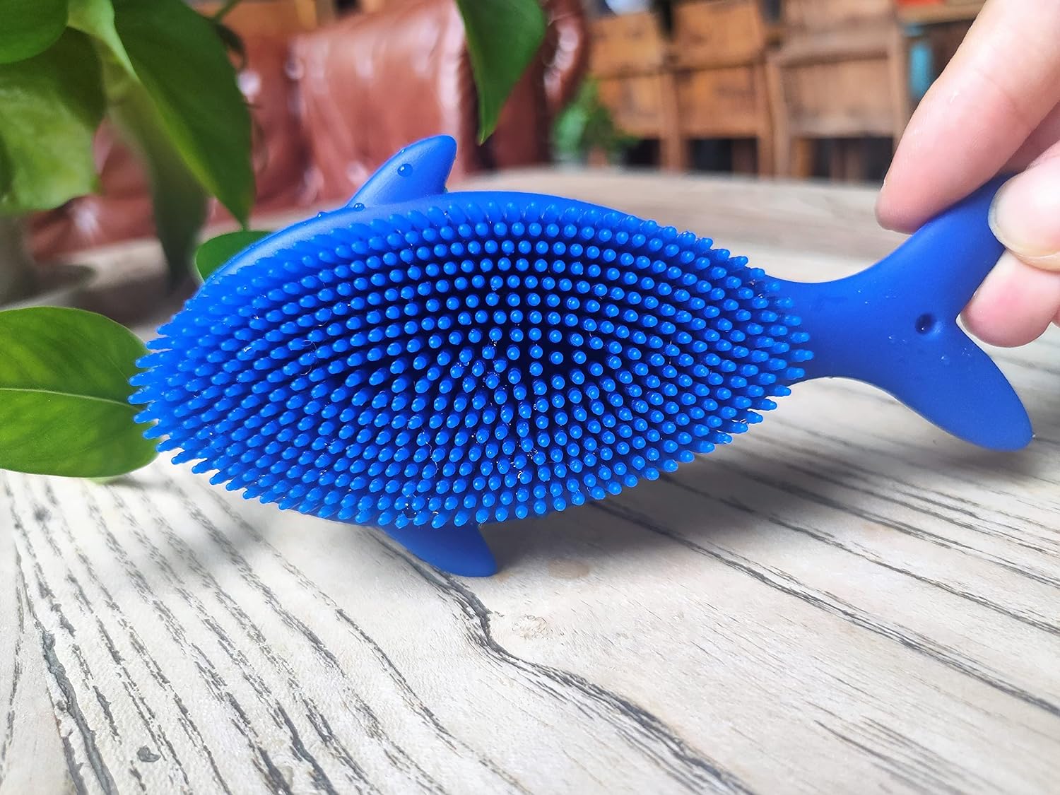 Premium Sensory Brush for Kids or Autism,Soft Silicone Body Scrubber,2 in 1 Sensory Room Occupational Therapy Sensory Brushes,Silicone Loofah,Pets Shower Brush Bath Brush Shampoo Brush(Whale-Teal)