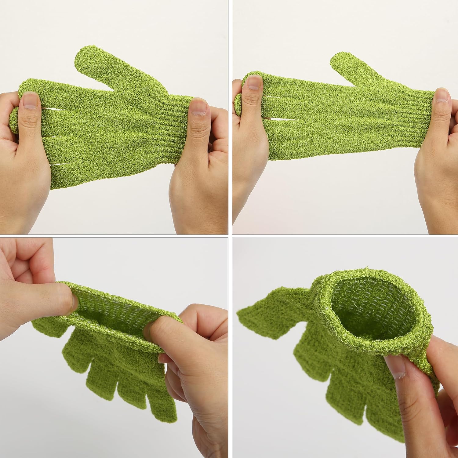 Slick- Exfoliating Gloves, 4 Pcs, Skin Exfoliator for Body, Shower Gloves, Scrub Gloves Exfoliating, Exfoliating Body Scrub Gloves, Loofah Glove, Exfoliation Mitt, Bath Gloves