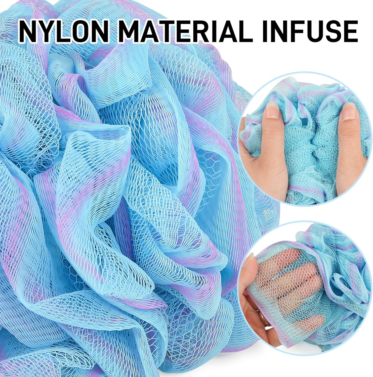 Shower Loofah Bath Sponge 75g - 4 Pack Large Soft Nylon Mesh Puff for Men, Loofah Shower Exfoliating Scrubber Pouf, Full Cleanse, Beauty Bathing Accessories