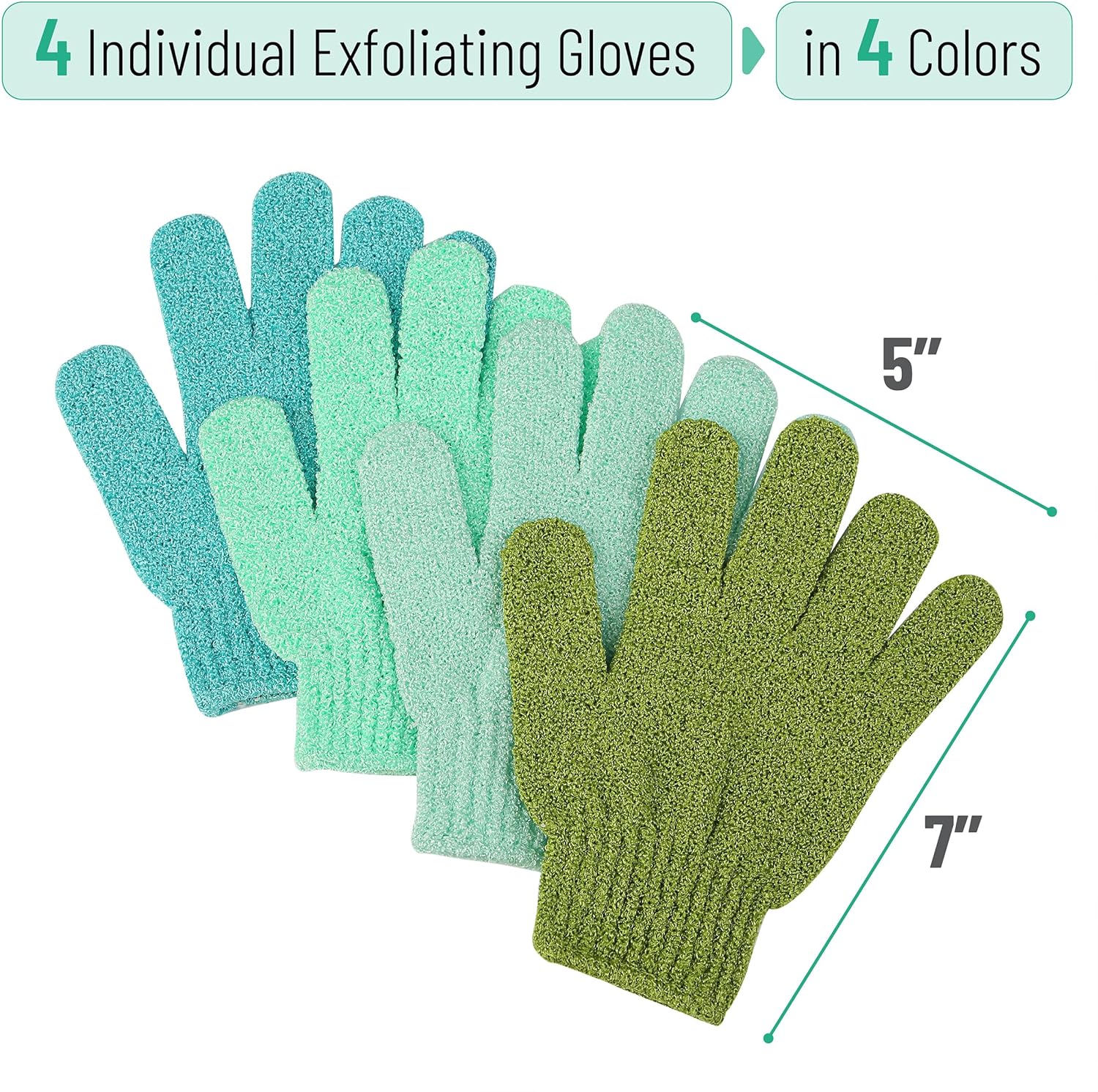 Slick- Exfoliating Gloves, 4 Pcs, Skin Exfoliator for Body, Shower Gloves, Scrub Gloves Exfoliating, Exfoliating Body Scrub Gloves, Loofah Glove, Exfoliation Mitt, Bath Gloves