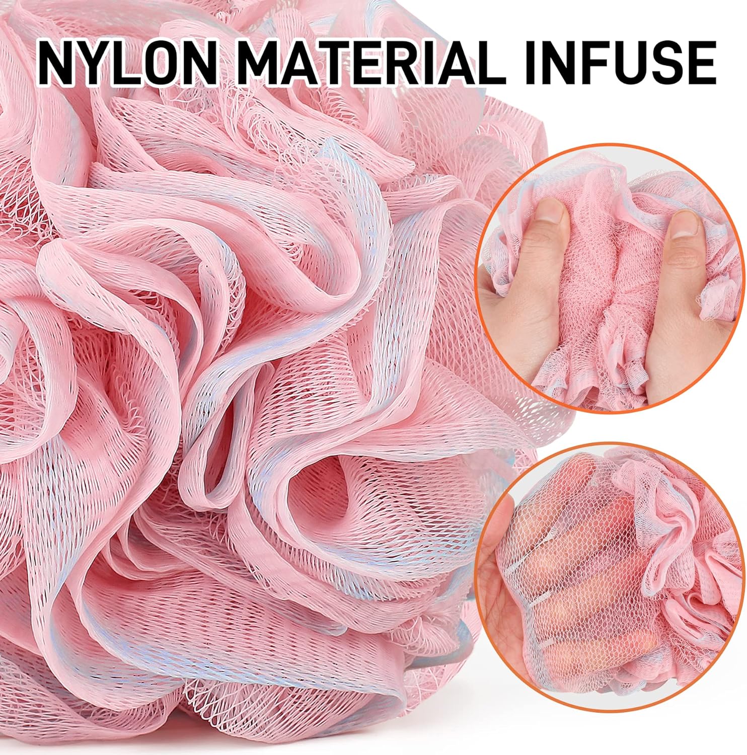 Shower Loofah Bath Sponge 75g - 4 Pack Large Soft Nylon Mesh Puff for Men, Loofah Shower Exfoliating Scrubber Pouf, Full Cleanse, Beauty Bathing Accessories