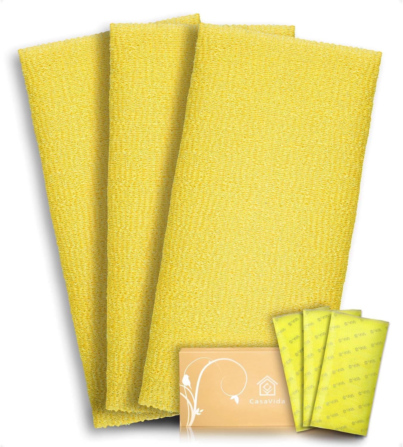 CasaVida Exfoliating Washcloth Back Scrubber for Shower Exfoliating Body Scrubber Japanese Beauty Washcloth African Net Sponge Bath Korean Loofah Towel Wash Cloth Body Shower Scrub Towel 3 Pack