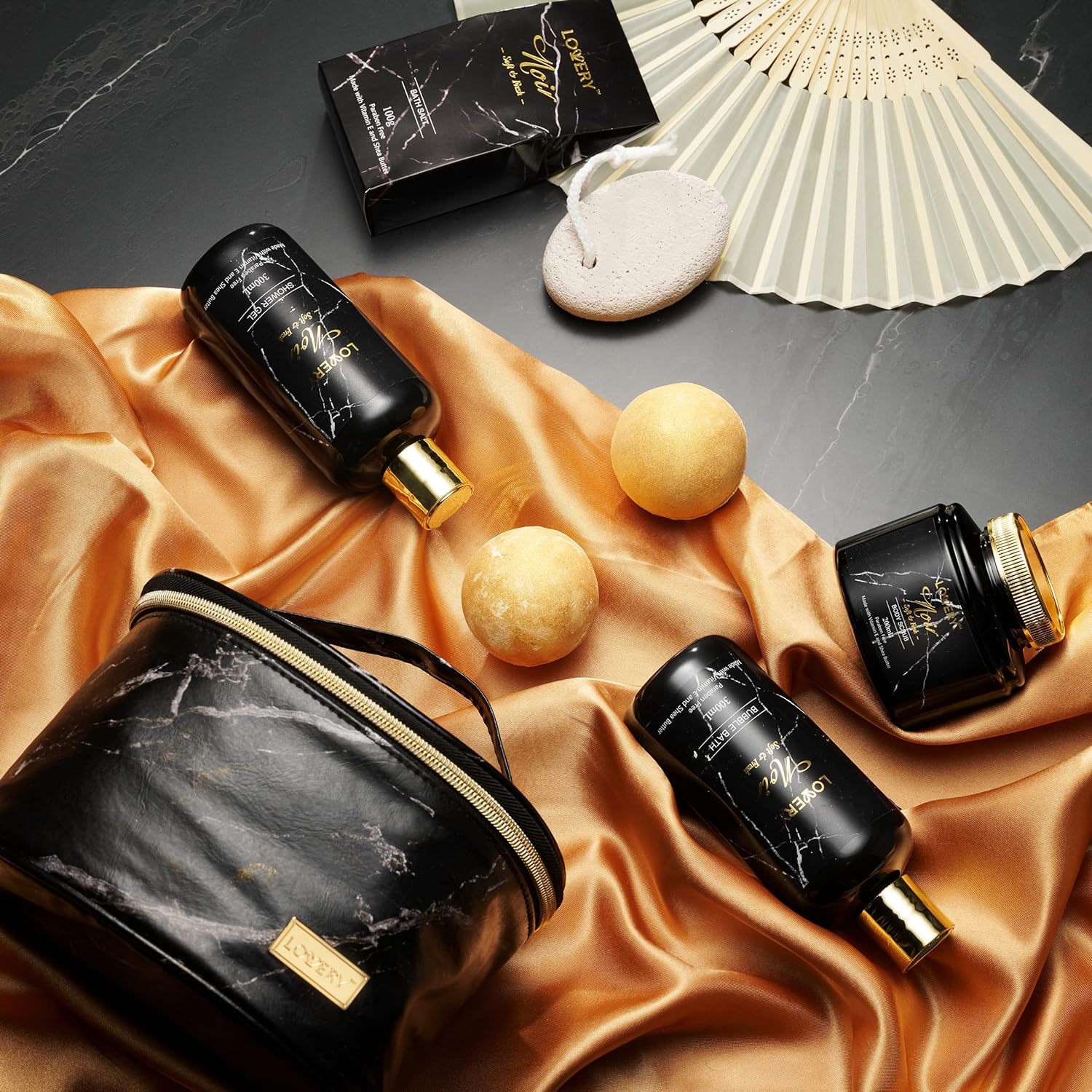 Valentines Gifts For Him, Bath Gift Baskets for Men Boyfriend Dad, Noir Mens Spa Gift Baskets Birthday Gifts for Men, Bath and Body Self Care - Bubble Bath, Bath Bombs More, Relaxation & Pampering Set