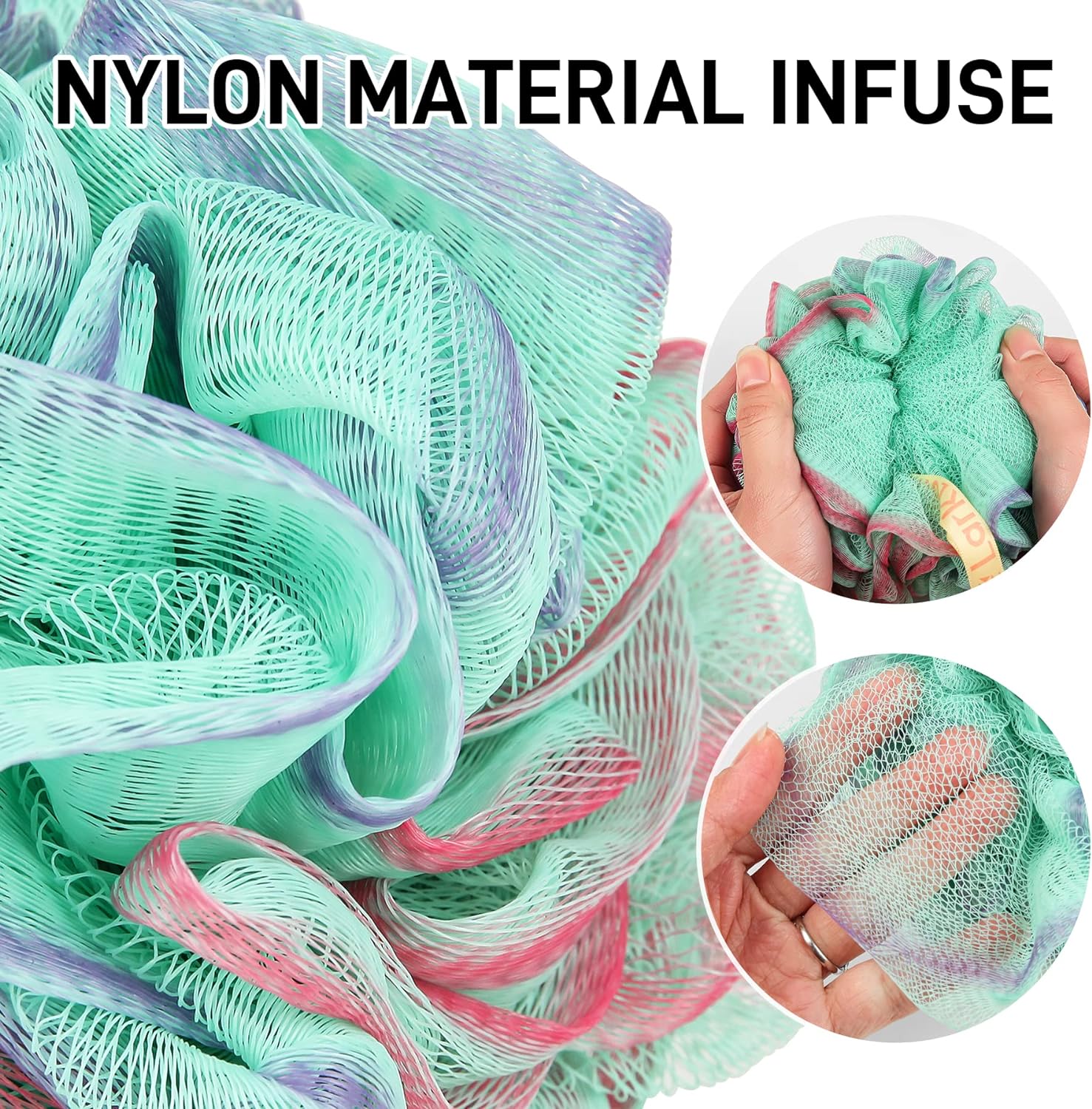 Shower Loofah Bath Sponge 75g - 4 Pack Large Soft Nylon Mesh Puff for Men, Loofah Shower Exfoliating Scrubber Pouf, Full Cleanse, Beauty Bathing Accessories