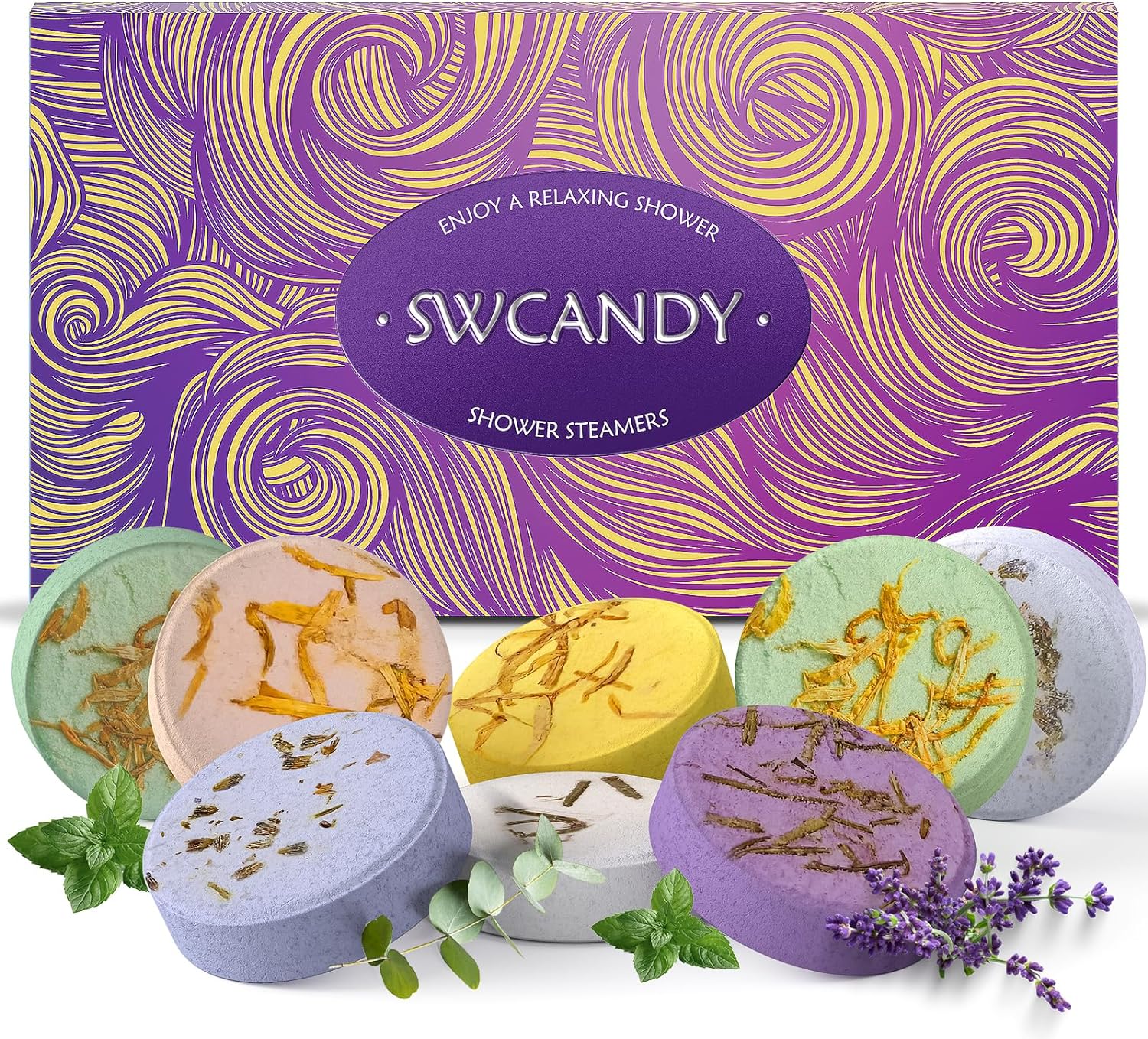 Aromatherapy Shower Steamers Valentines Day Gifts for her - Swcandy 8 Pcs Bath Bombs Valentine's Day Gifts for Women, Shower Bombs Self Care with Essential Oils, Relaxation Home SPA Lavender