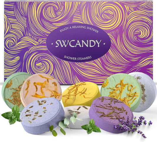 Aromatherapy Shower Steamers Valentines Day Gifts for her - Swcandy 8 Pcs Bath Bombs Valentine's Day Gifts for Women, Shower Bombs Self Care with Essential Oils, Relaxation Home SPA Lavender