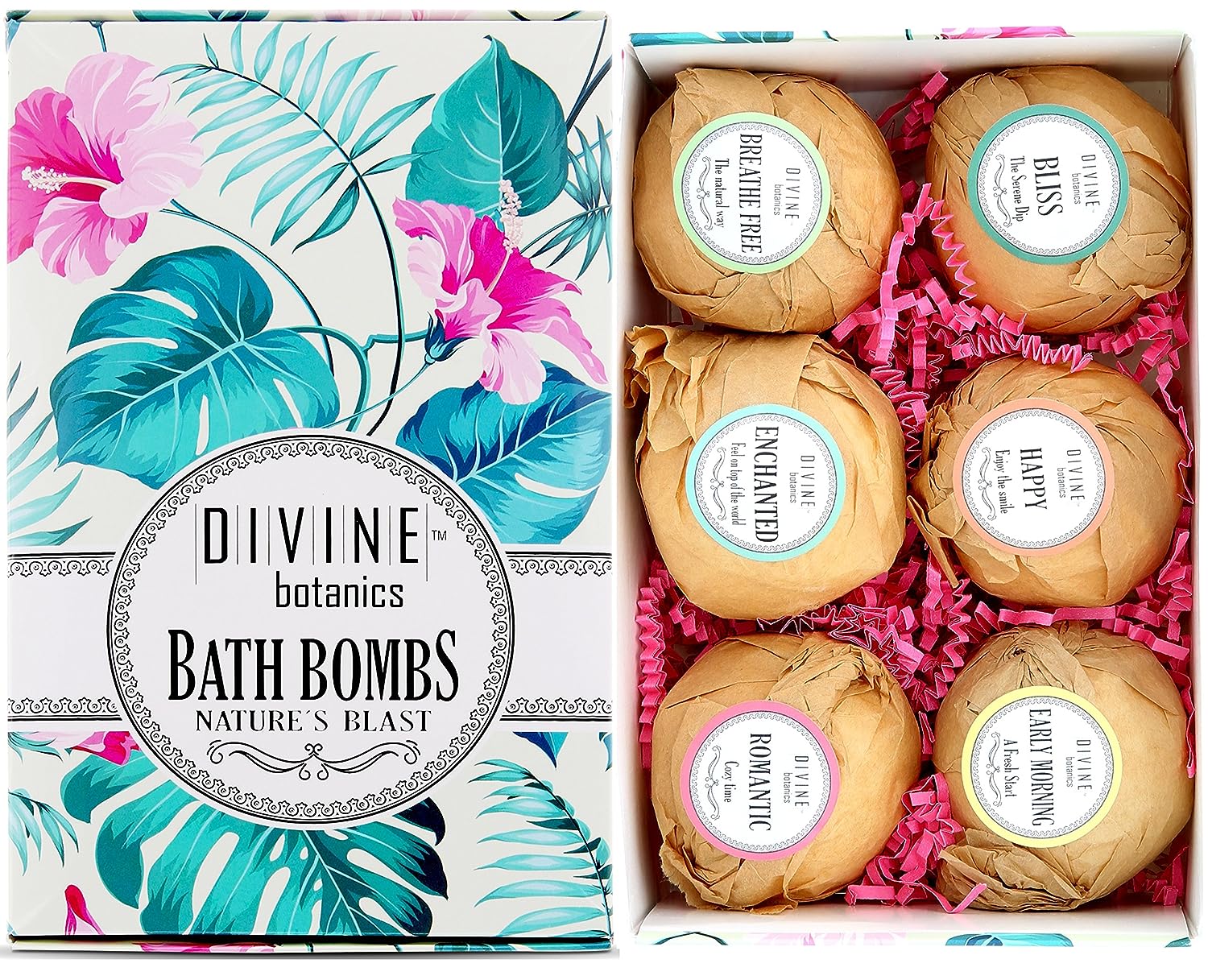 6 XL USA Made Essential Oils Bath Bombs Gift Set - Organic Coconut Oil and Shea Butter - Bath Bombs for Women - Perfect for Bubble & Spa Bath - Christmas Gifts for Women