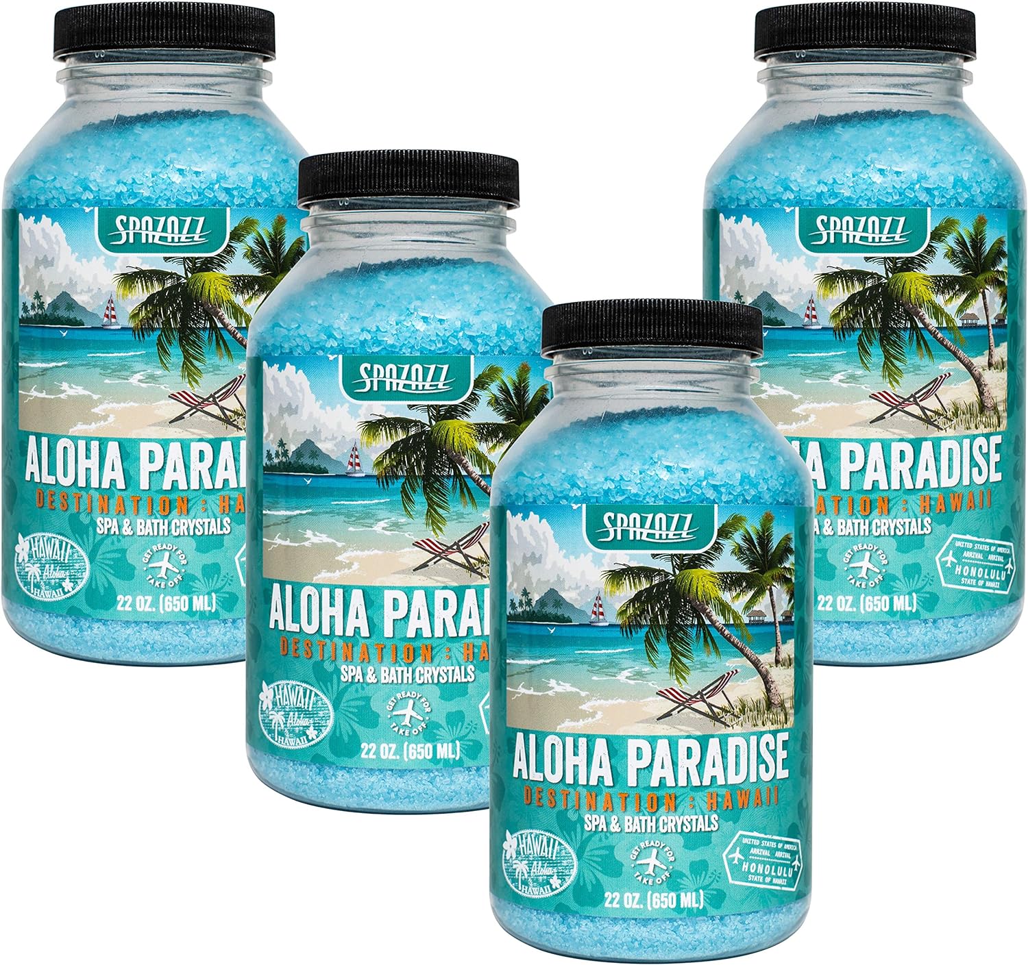 Spazazz SZCH SPZ-303 Hawaii Aloha Paradise Destination Crystals Container, 22 oz. Aromatherapy, 1.3 Pound (Pack of 1), Blue
