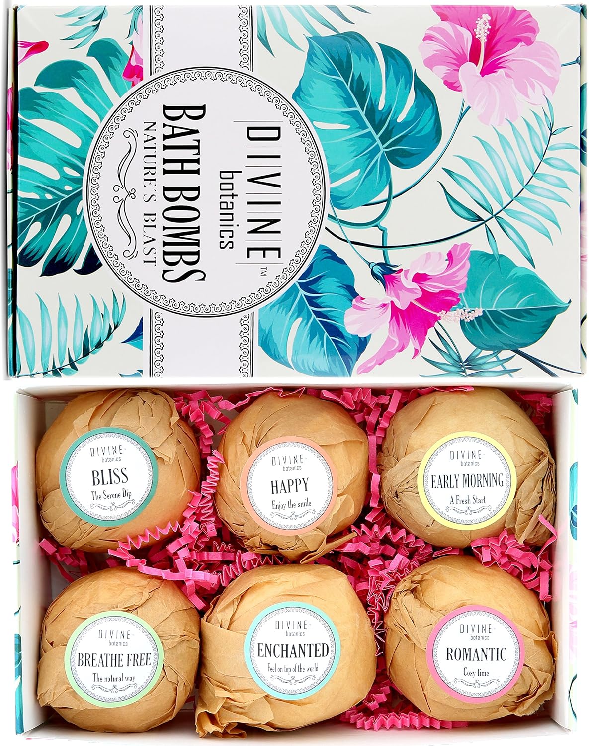 6 XL USA Made Essential Oils Bath Bombs Gift Set - Organic Coconut Oil and Shea Butter - Bath Bombs for Women - Perfect for Bubble & Spa Bath - Christmas Gifts for Women