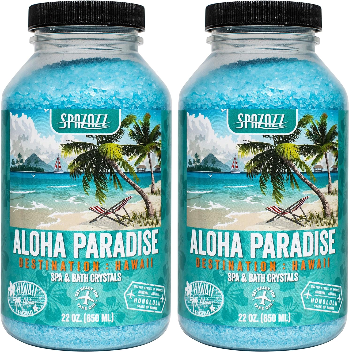 Spazazz SZCH SPZ-303 Hawaii Aloha Paradise Destination Crystals Container, 22 oz. Aromatherapy, 1.3 Pound (Pack of 1), Blue