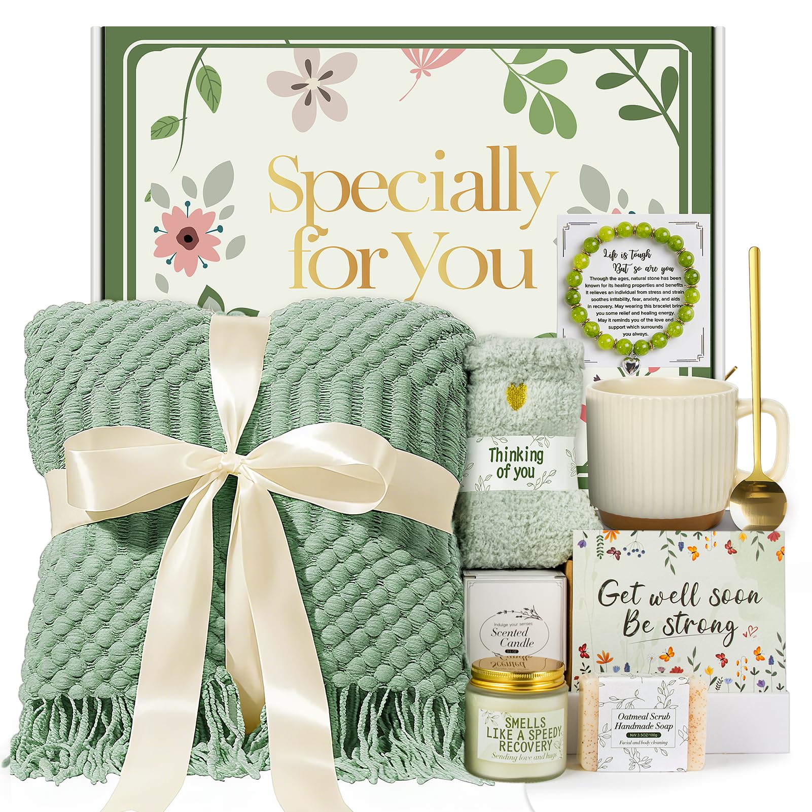 SEDUMBLISS NR 10 - Self Care Gifts for Women, Get Well Soon Gift Basket, Care Package for Women After Surgery, Birthday & Sympathy Spa Gifts for Mom Wife Friend Grandma, Thinking of You Inspirational Mother's Day